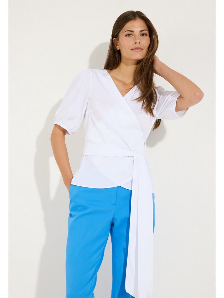MORE&MORE Klassische Bluse feminine Kurzarmbluse mit Wickel-Design