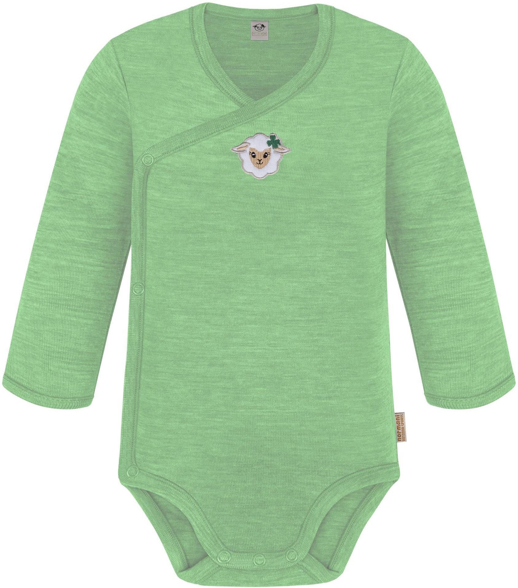 normani Langarmwickelbody Baby Merino Wickelbody Langarm Kaitaia Unisex Langarmbody Strampler Einteiler mit Knopf - 100 % Merinowolle
