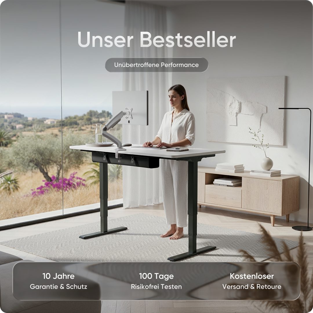 DESKSPACE Schreibtisch Pro Plus Höhenverstellbarer Elektrischer Schreibtisch (Komplettset mit Tischgestell und Tischplatte), mit Memory Funktion und Kollisionsschutz