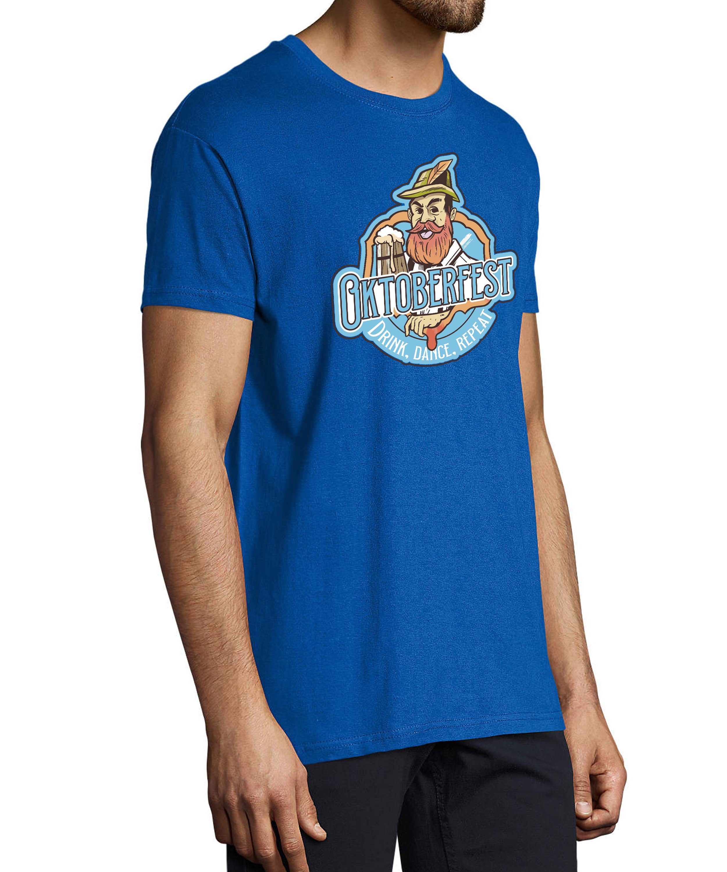 i318 Fun - Oktoberfest royal Trinkshirt mit Herren blau MyDesign24 Regular T-Shirt Shirt Print Aufdruck Fit, T-Shirt Baumwollshirt