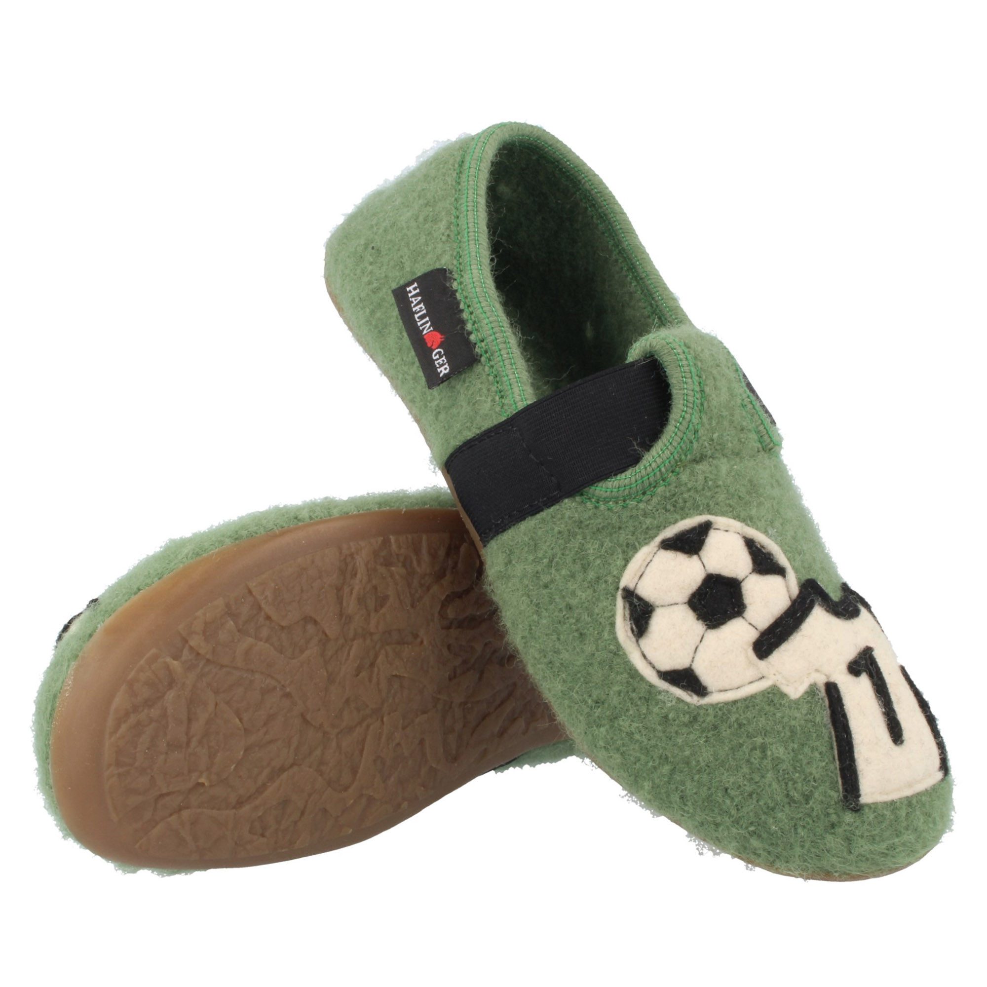 Haflinger Kinder Slipper Everest Team Fußballmotiv mit Gimmiband Hausschuh – Bild 2 von 2