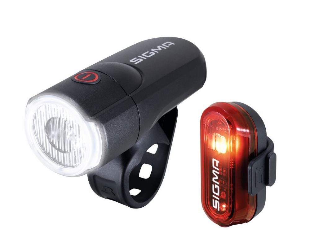 SIGMA Fahrradbeleuchtung SIGMA AURA 30/Curve Fahrradbeleuchtungsset: 30 Lux Frontlicht, 40 m Re