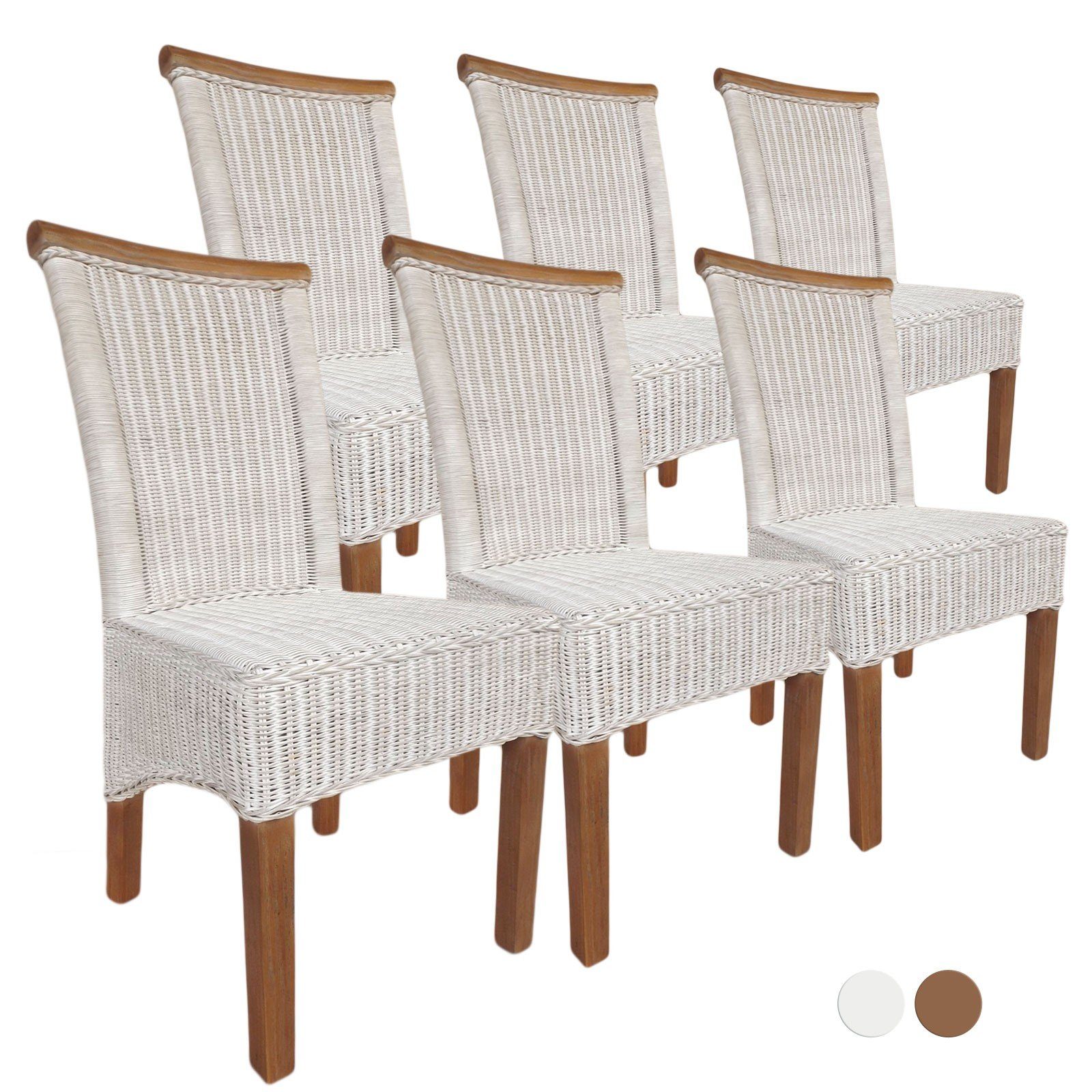 Casamia Esszimmerstuhl »Esszimmer-Stühle Set Rattanstühle Perth 6 Stück  weiß Sitzkissen Leinen weiß« online kaufen | OTTO