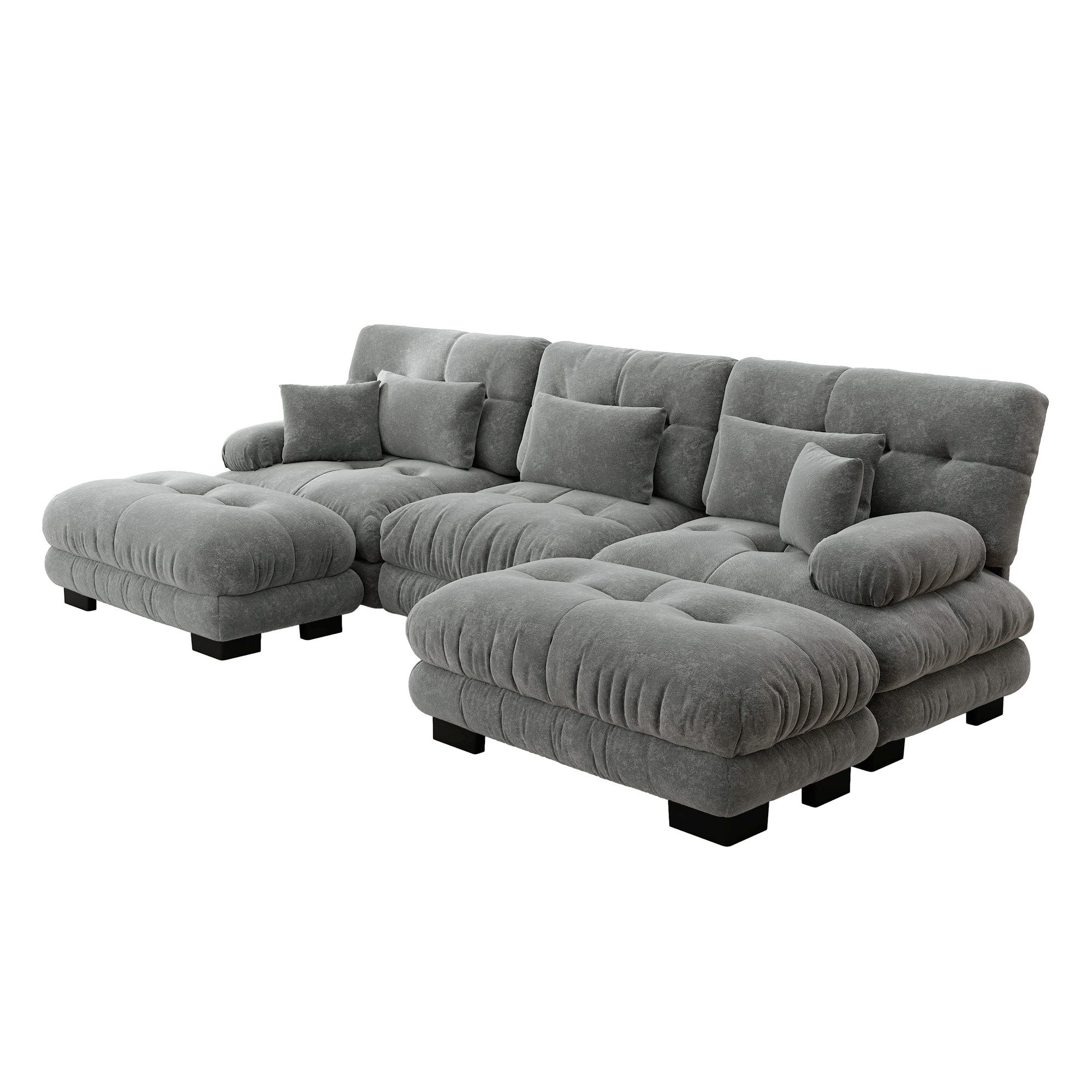Odikalo 2-Sitzer Schlafsofa Polstersofa Ecksofa, Luxuriöses Modulares Ecksofa - Übergroßes U-förmiges Cloud Couch für Wohnzimmer, Tiefensitz Verwandelbares Schlafsofa mit Ottoman, Chenille
