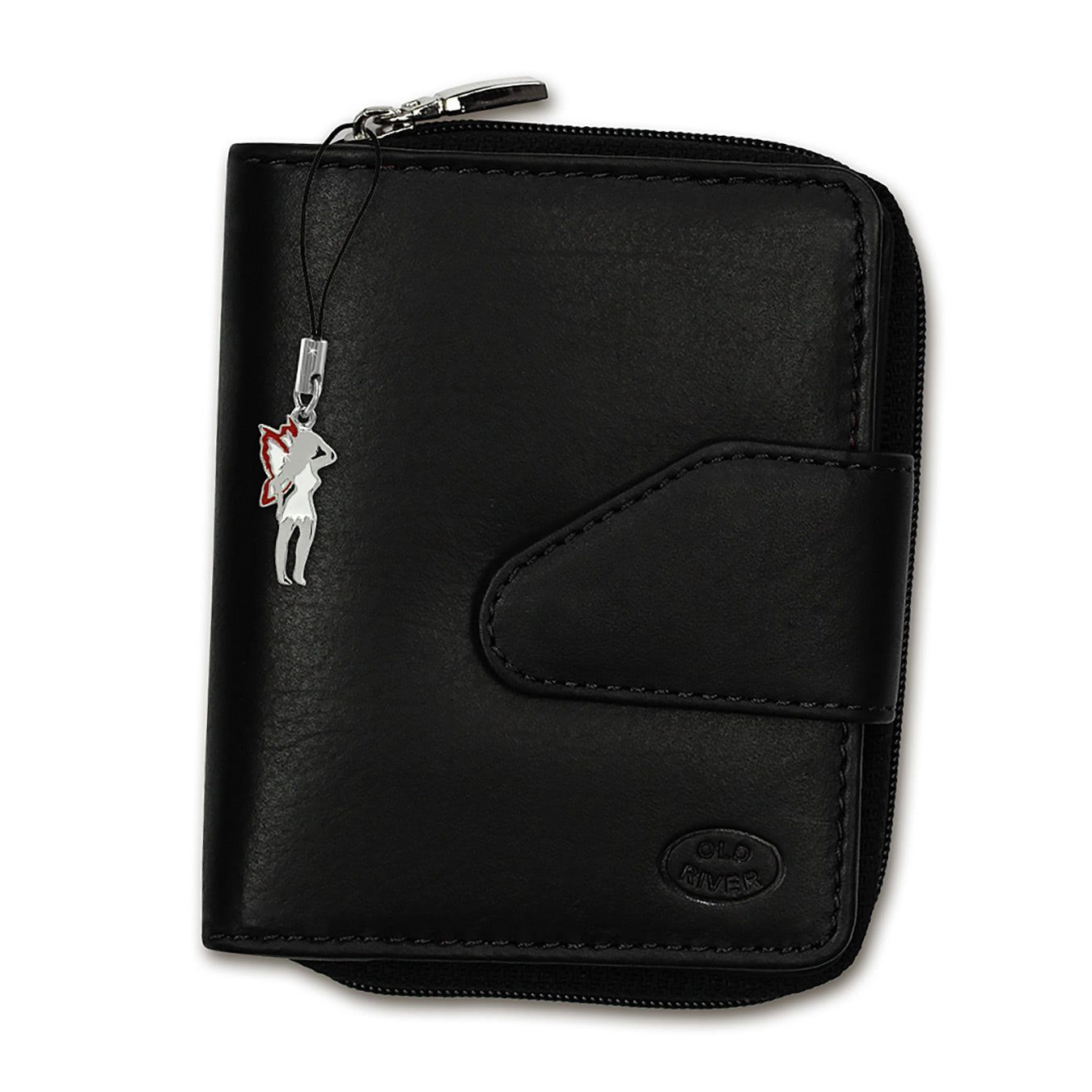 Old River Geldbörse Old River Damen Herren Portemonnaie (Portemonnaie, Portemonnaie), Damen, Jugend Echtleder Geldbörse Größe ca. 10cm, schwarz, schwarze Ko