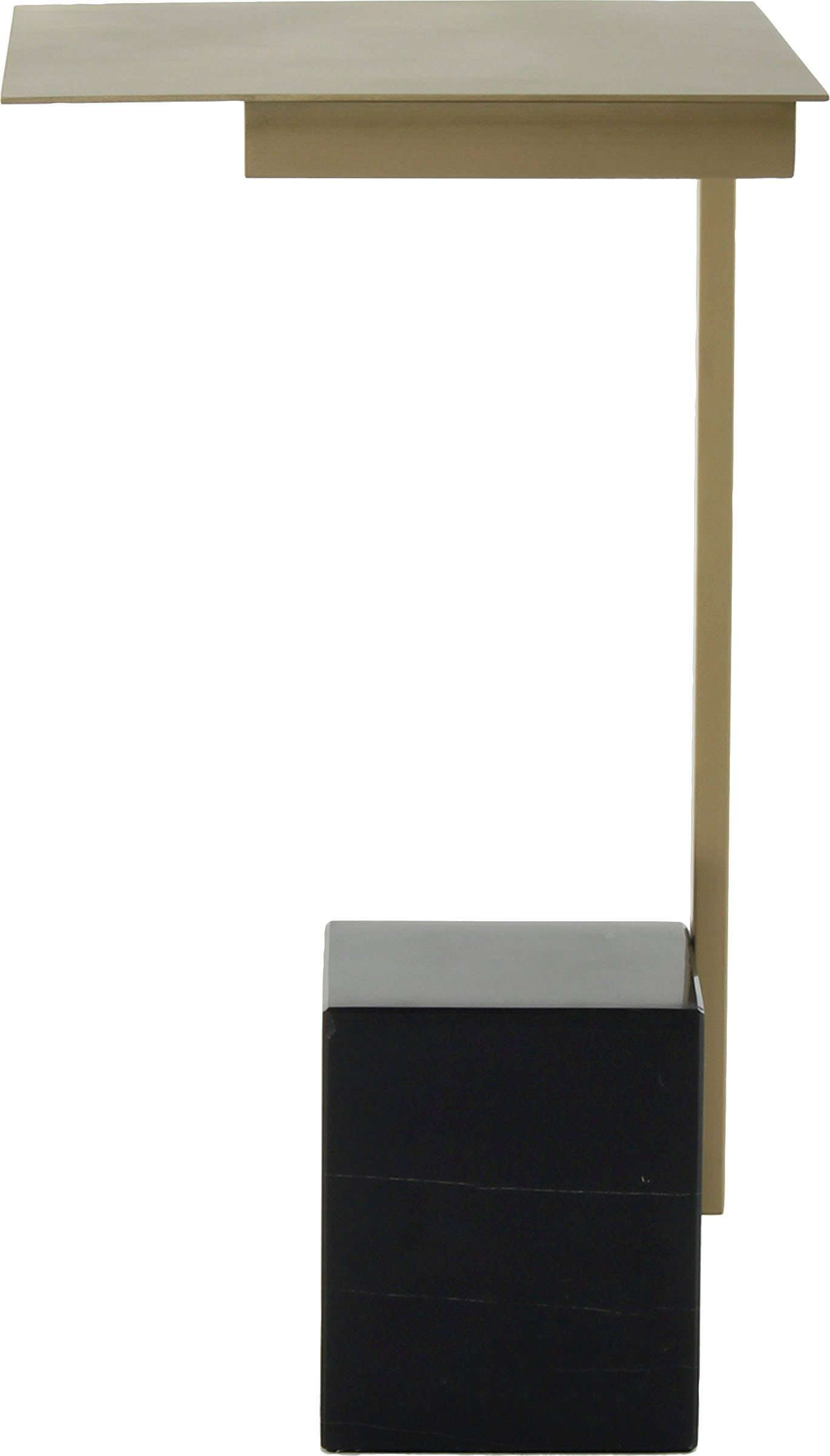 Kayoom eckige Edelstahl Eckiger Rocio, Beistelltisch Gestell Ablagefläche und Marmorfuß, aus Schwarz