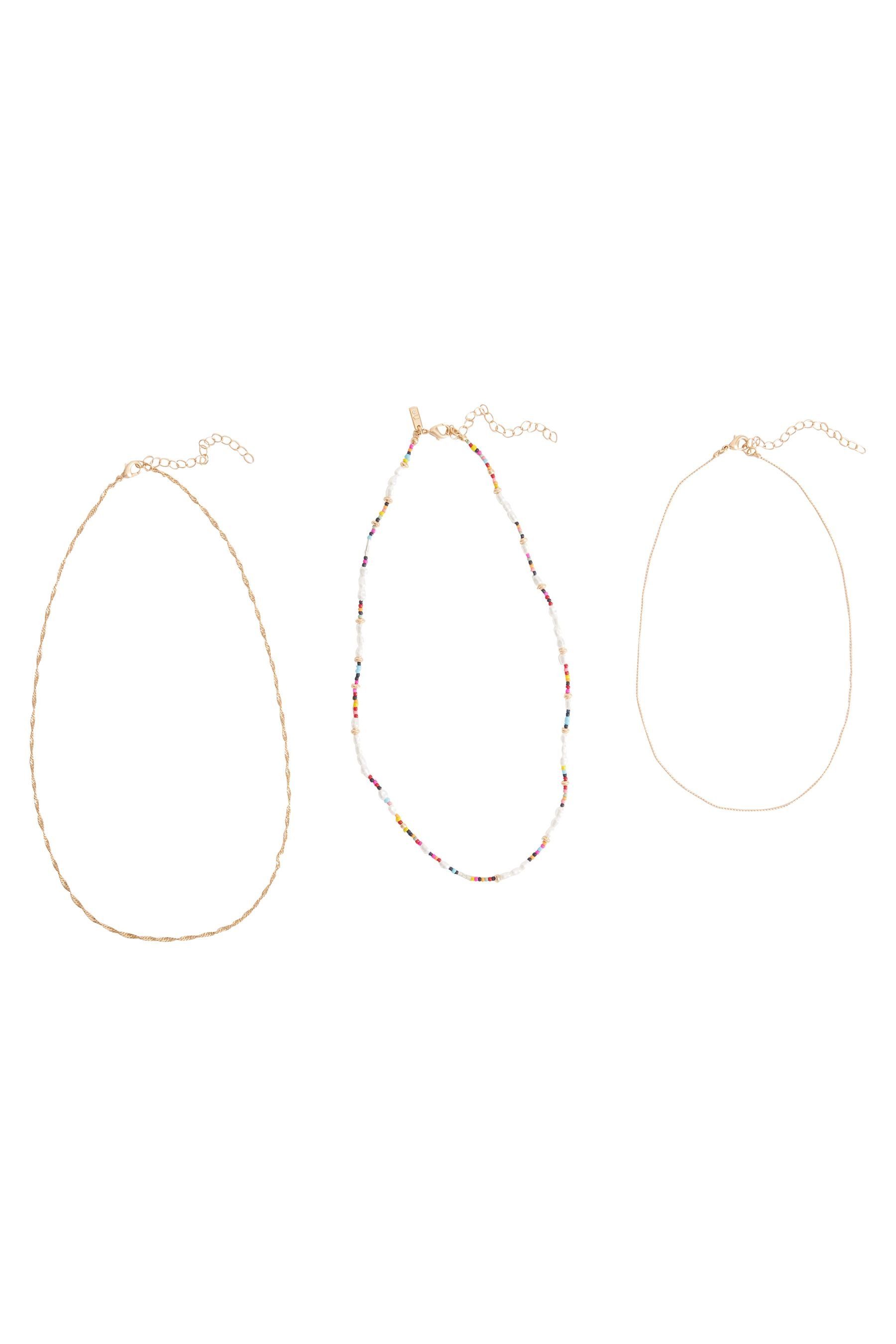 Next Ketten-Set Dreireihige Halskette mit Perlen und Gliederkette (1-tlg)