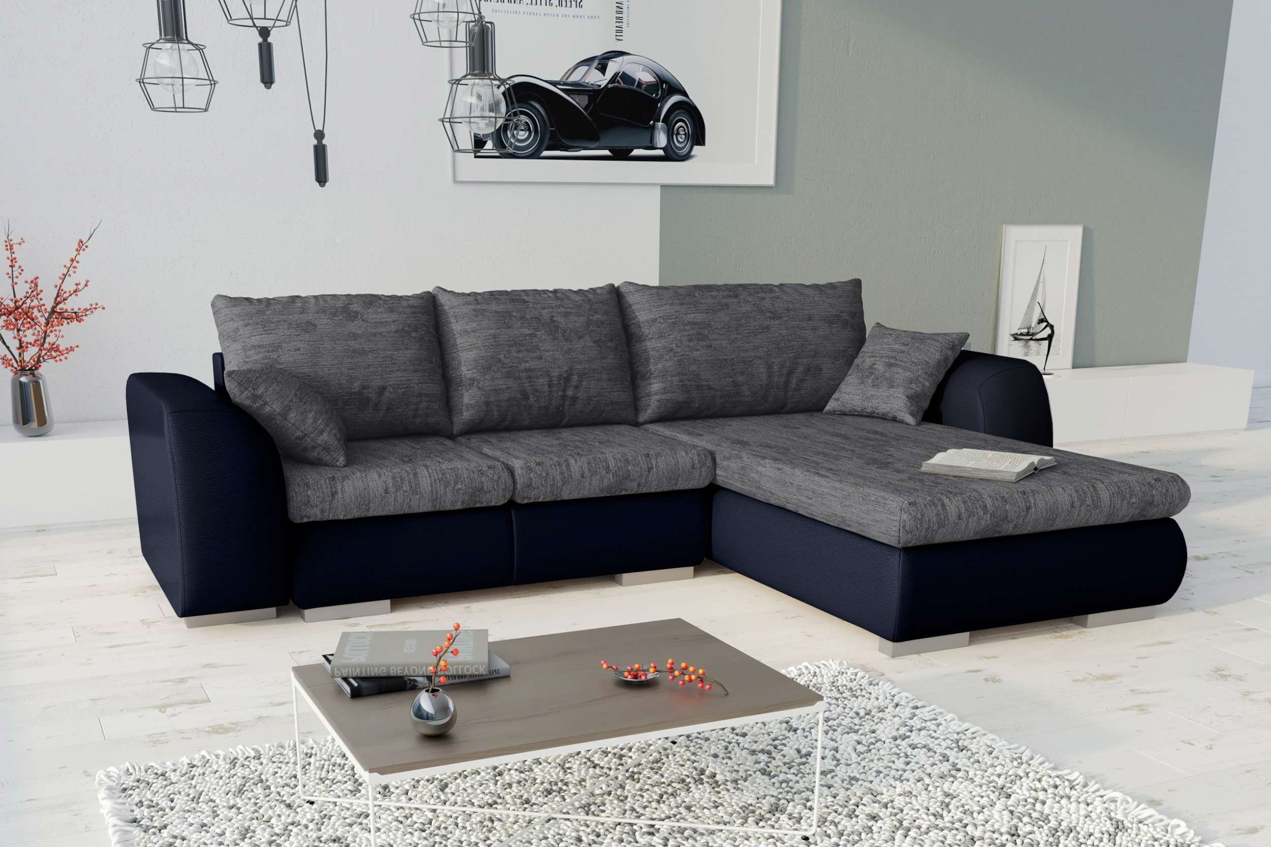 Stylefy Ecksofa Salturo, L-Form, Eckcouch, mane links oder rechts bestellbar, mit Bettkasten und Bettfunktion, frei im Raum stellbar, mit Wellenfederung, Modern Design