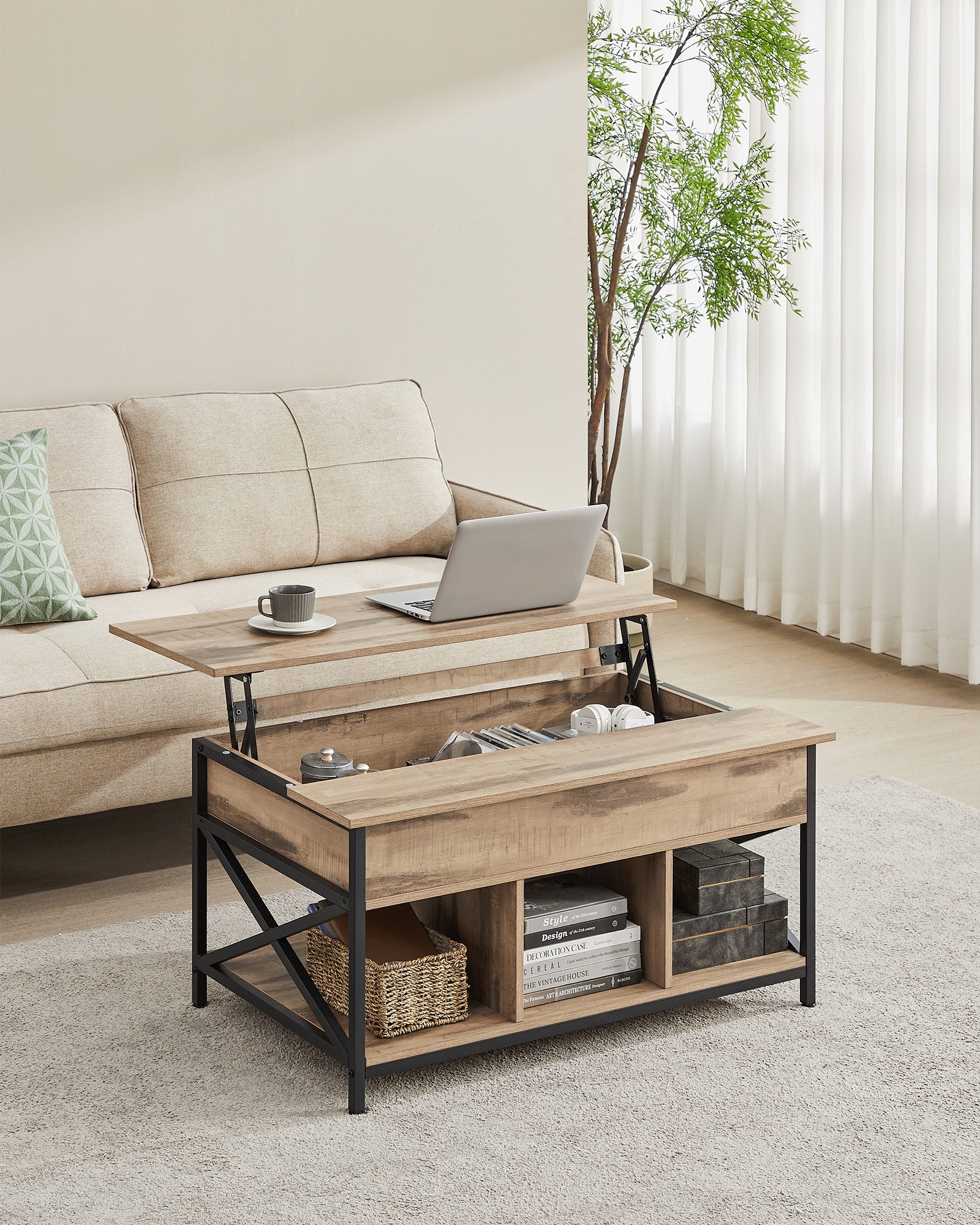 VASAGLE Couchtisch, höhenverstellbar, versteckter Stauraum, 60 günstig online kaufen