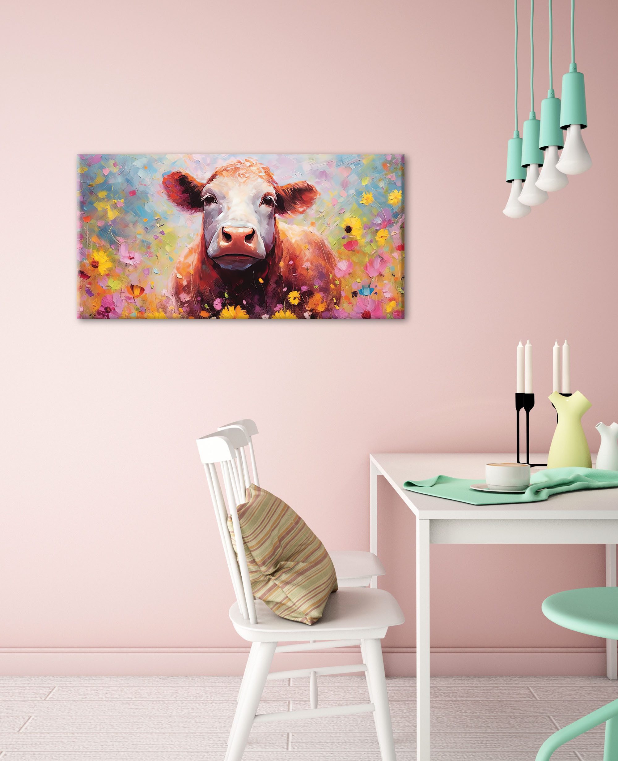 Bönninghoff Leinwandbild, Blumen, Blumenbilder, Kuh, Kuhbilder, günstig online kaufen