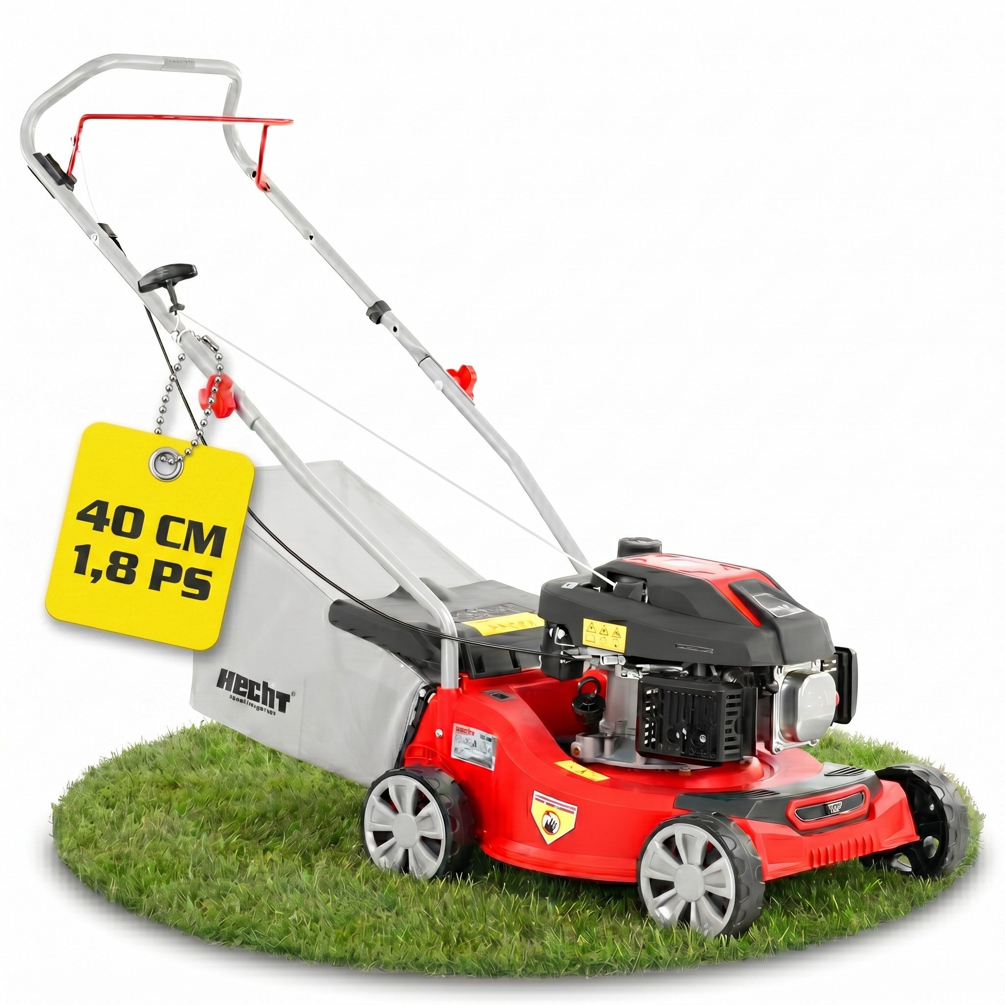 Hecht Benzinrasenmäher 5408 mit 45 Liter Grasfangkorb, 40 cm Schnittbreite, 1,8 PS, 25-65 mm Schnitthöhe