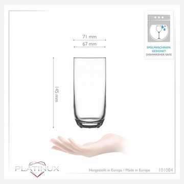 PLATINUX Glas Trinkgläser, Glas, 360ml (max. 440ml) Wassergläser Saftgläser Longdrinkgläser