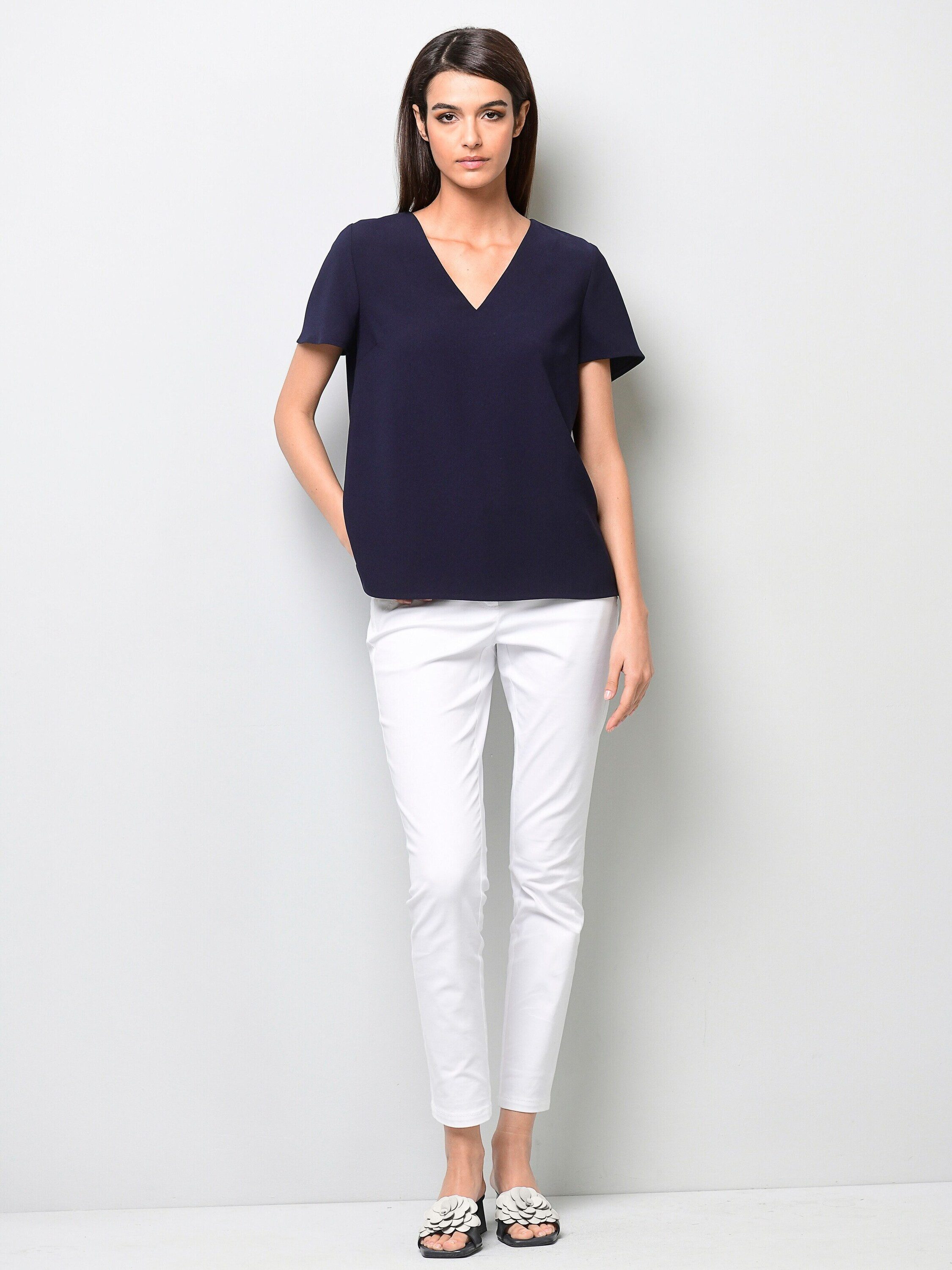 Alba Moda Shirtbluse Bluse mit V-Ausschnitt