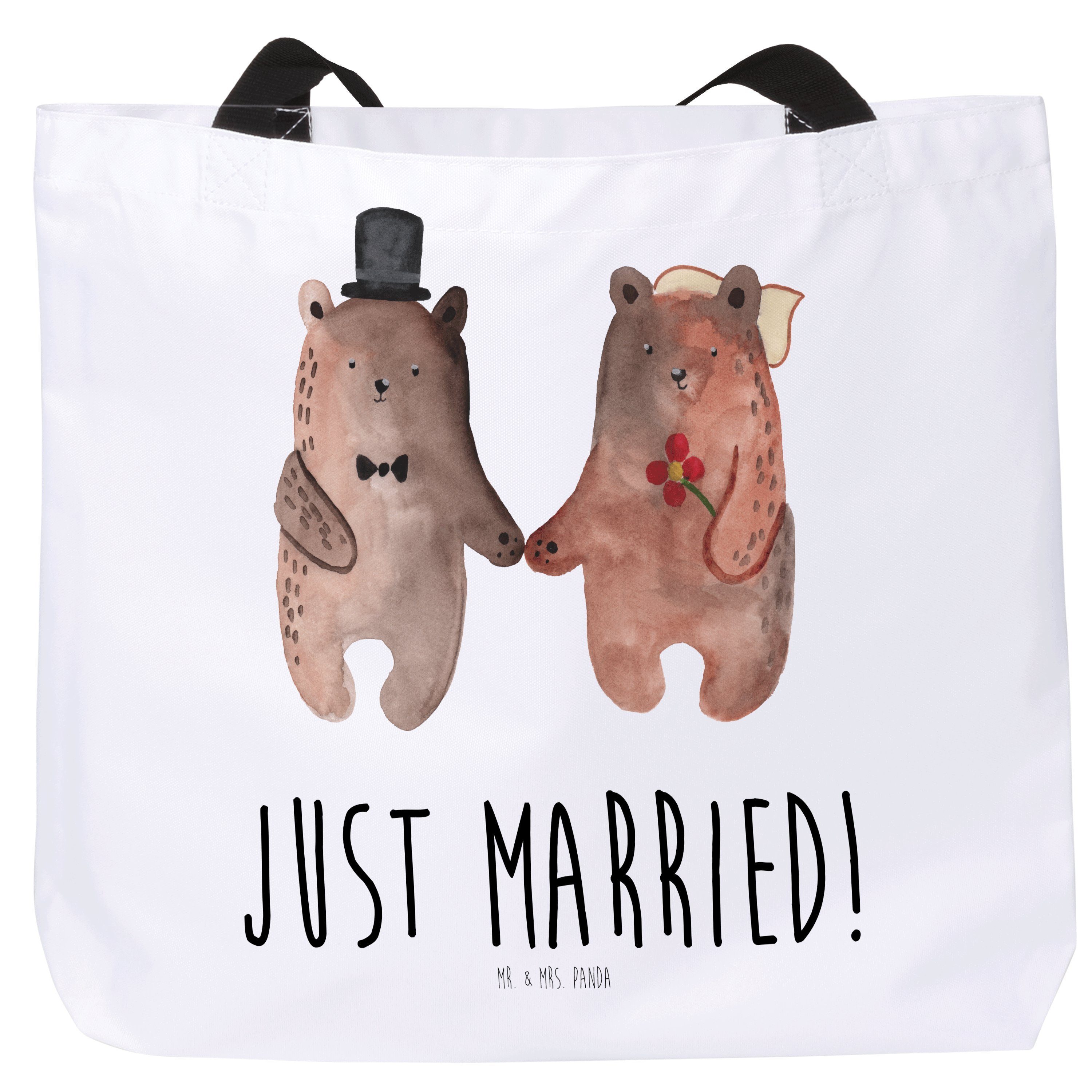 Mr. & Mrs. Panda Shopper Bär Heirat - Weiß - Geschenk, Tasche, Einkaufstasche, Shopper, Bär Ve (1-tlg)