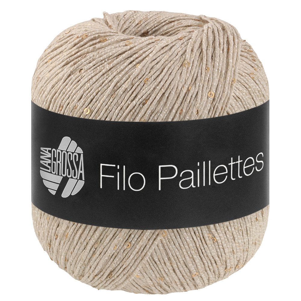 LANA GROSSA FILO PAILETTES Edles Garn mit Mini-Pailletten Häkelwolle, 155 m (Fest verzwirntes Baumwollgarn mit Pailletten und Matt-Glanz-Effekt), 50 g