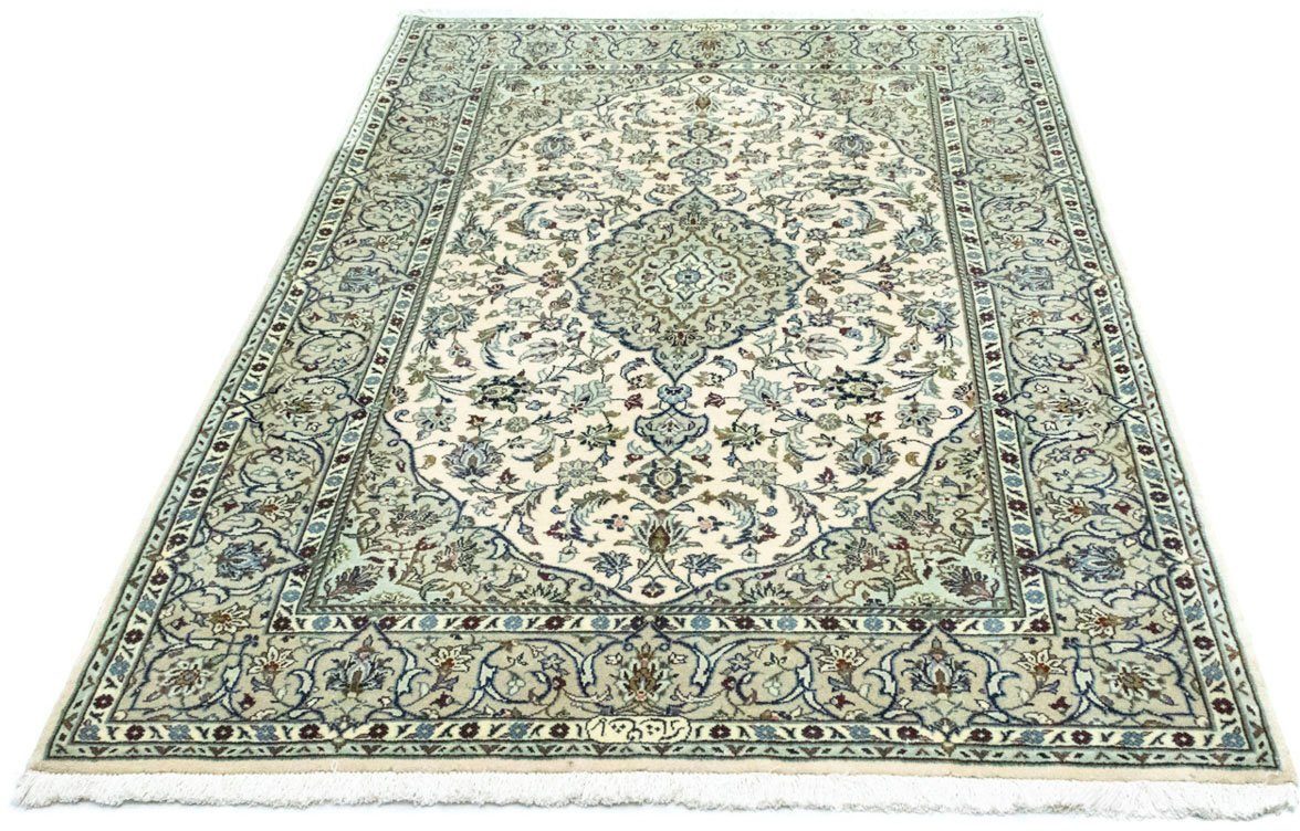 Wollteppich Keshan Medaillon Beige 185 x 120 cm, morgenland, rechteckig, Höhe: 10 mm, Unikat mit Zertifikat