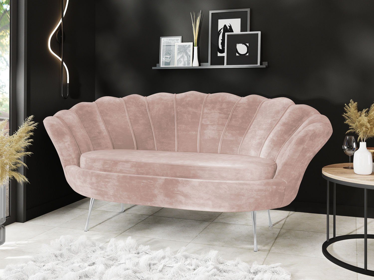 WFL GROUP Sofa Muschel, Samt 2-Sitzer günstig online kaufen