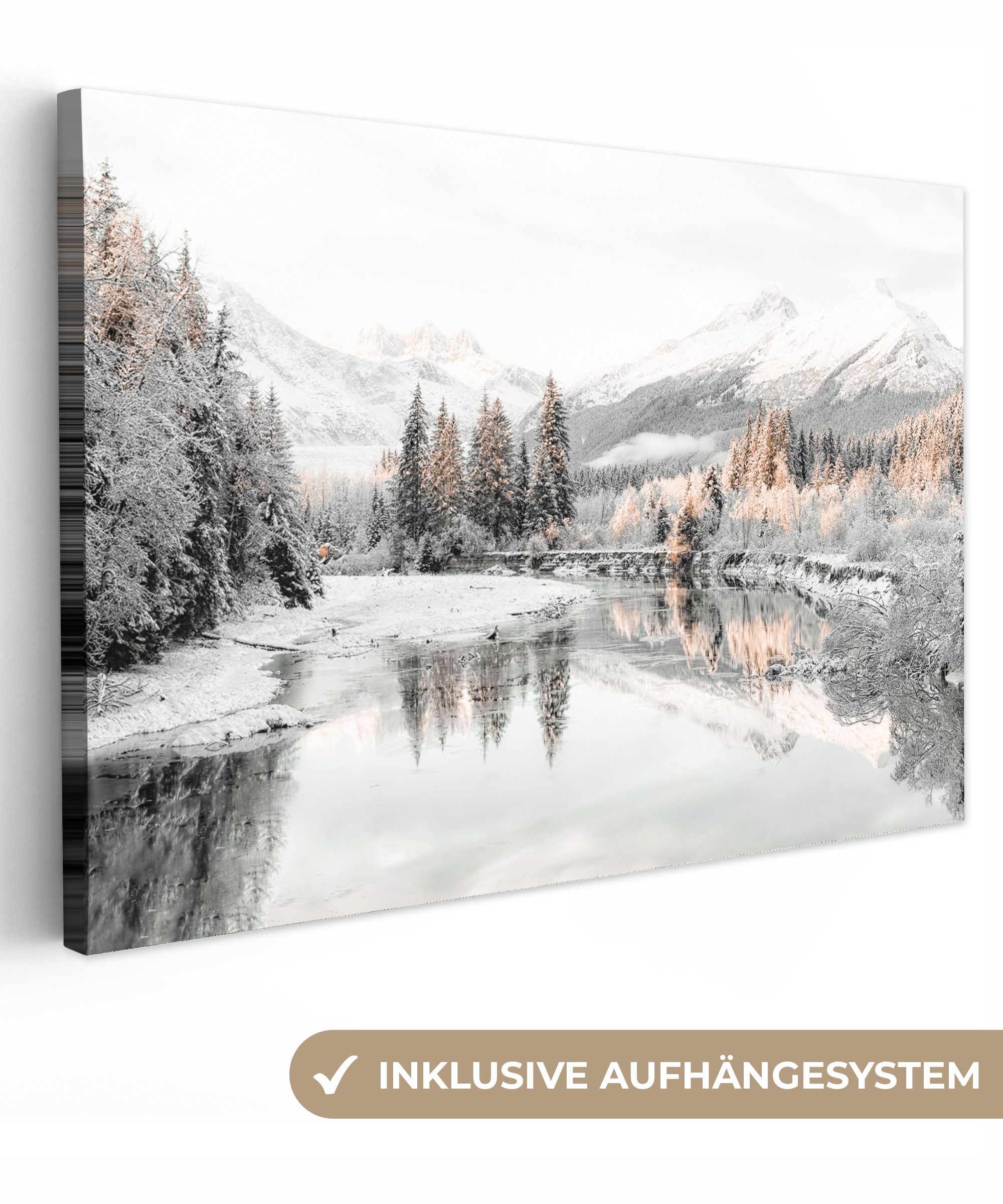 OneMillionCanvasses® Leinwandbild Natur - Winter - Bäume - Berge - Schnee, günstig online kaufen