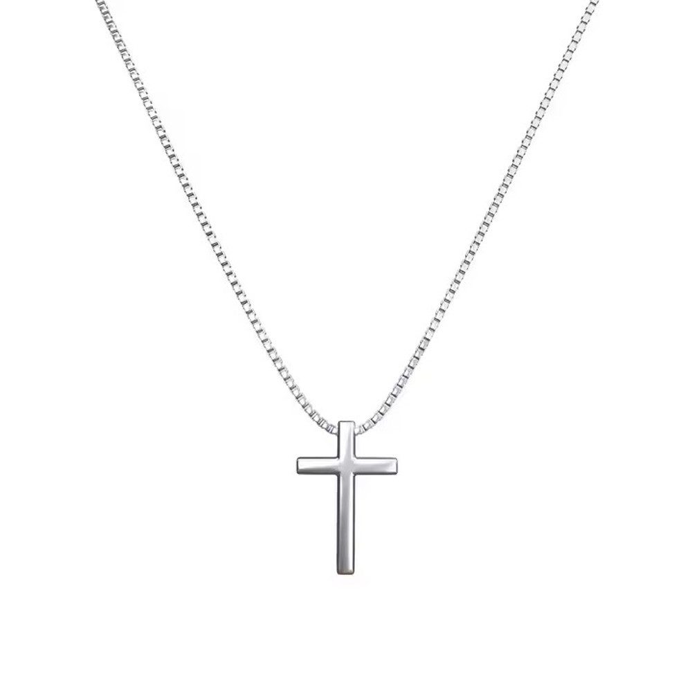 Runde Perlé Kette mit Anhänger minimalistisches Kreuz Anhänger, handgeferti günstig online kaufen