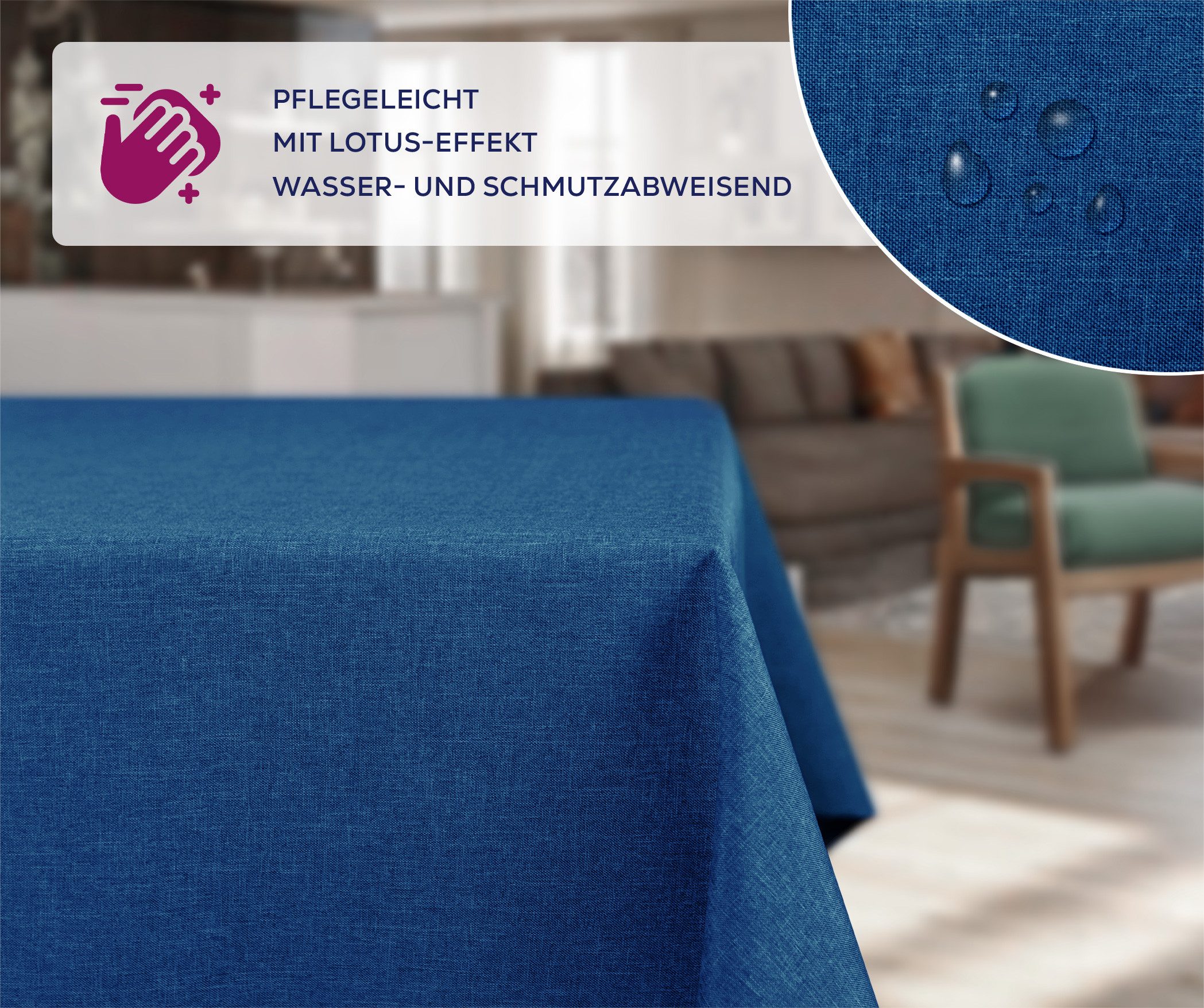 Beautex Tischdecke Fleckenabweisende bügelfreie Tischdecke mit Lotuseffekt, Leinenoptik (1-tlg) – Bild 2 von 5