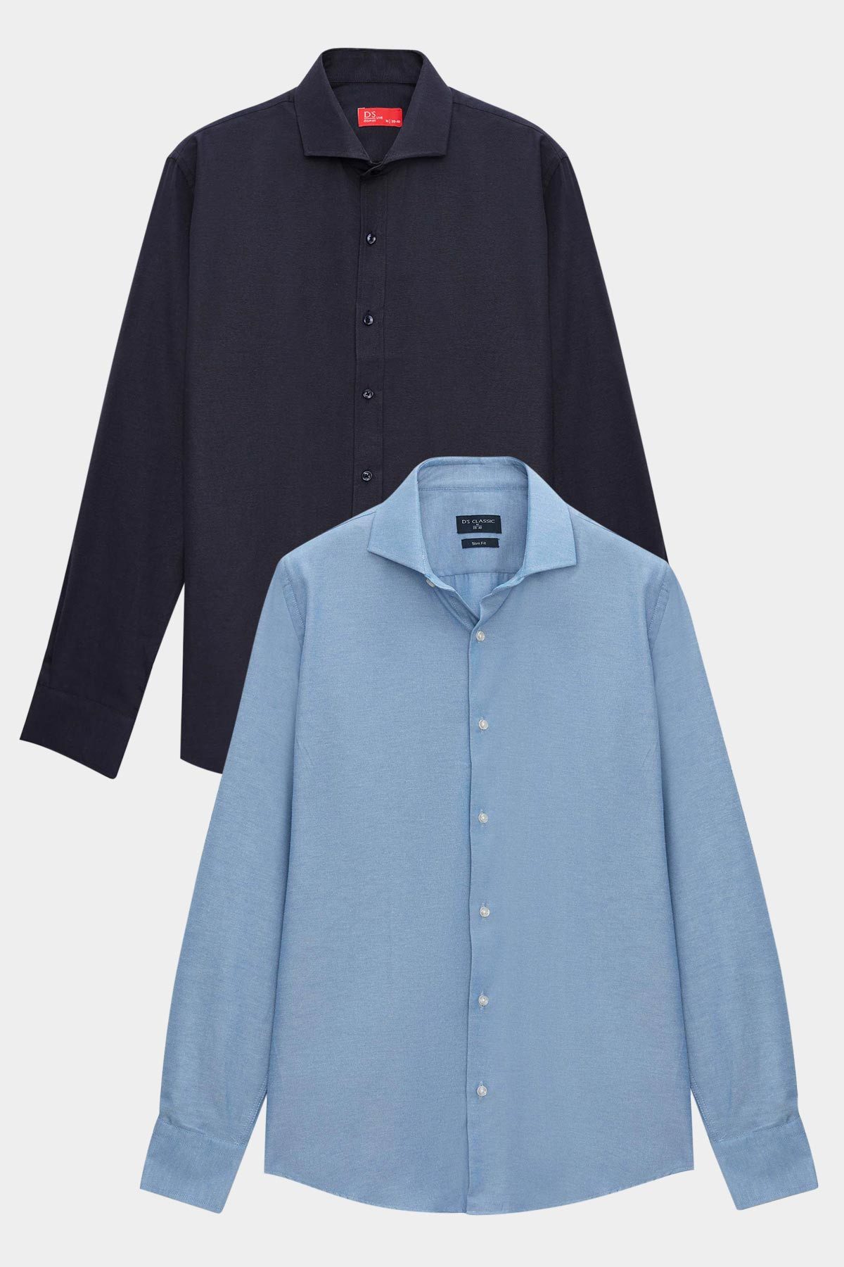 D'S DAMAT Frackhemd Ds Damat Slim Fit Braun/Italienischer Kragen Bügelleichtes 2-teiliges