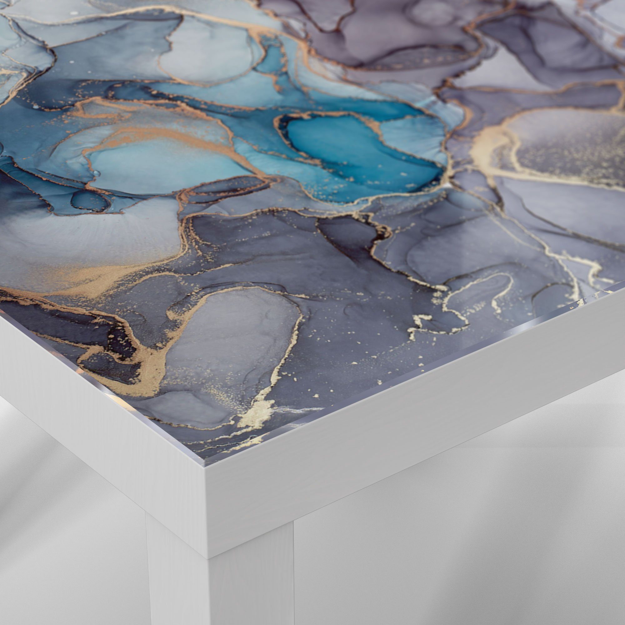 modern Tinteneffekt', Couchtisch Glas Beistelltisch DEQORI Weiß 'Stilvoller Glastisch