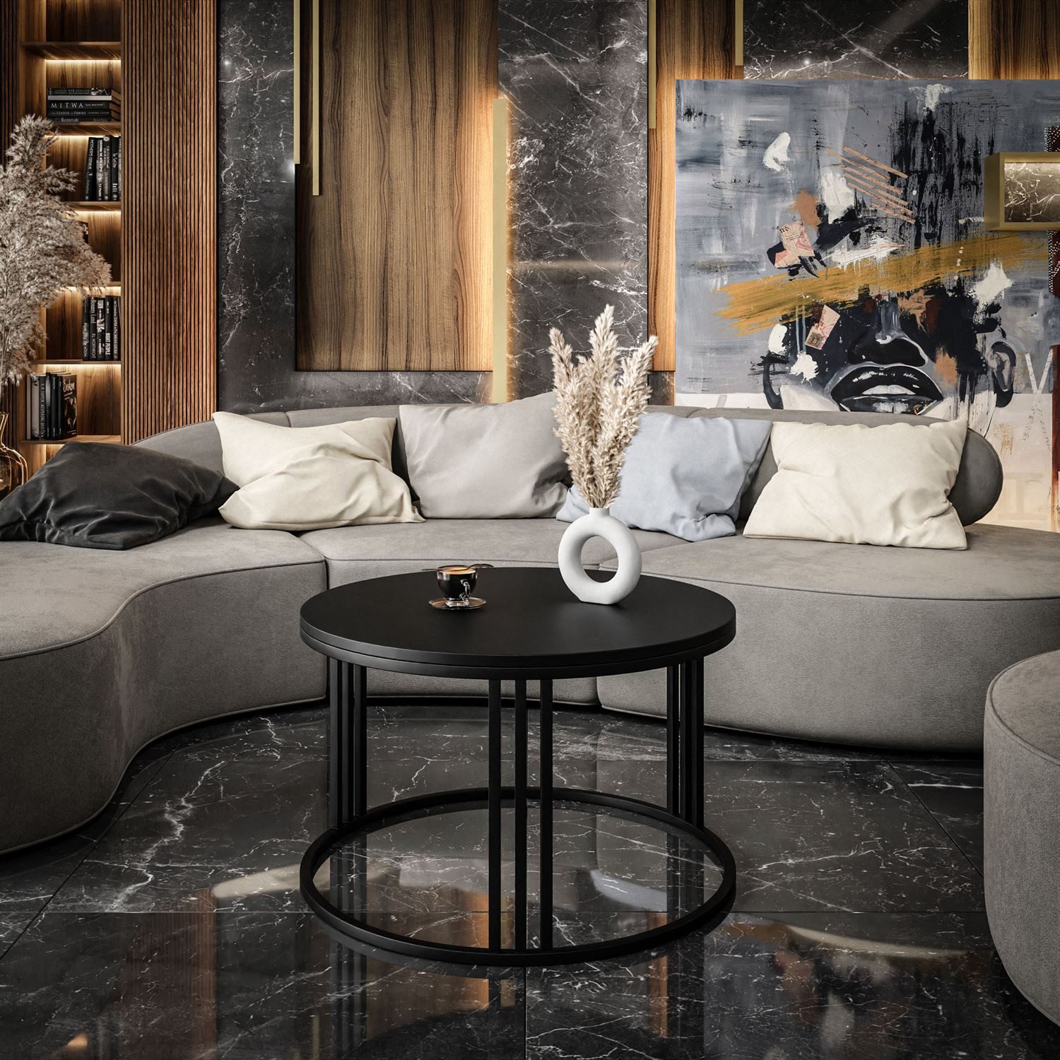 Lookway Couchtisch LORI mit Schwarzer Mattplatte (1x Couchtisch), Durchmess günstig online kaufen