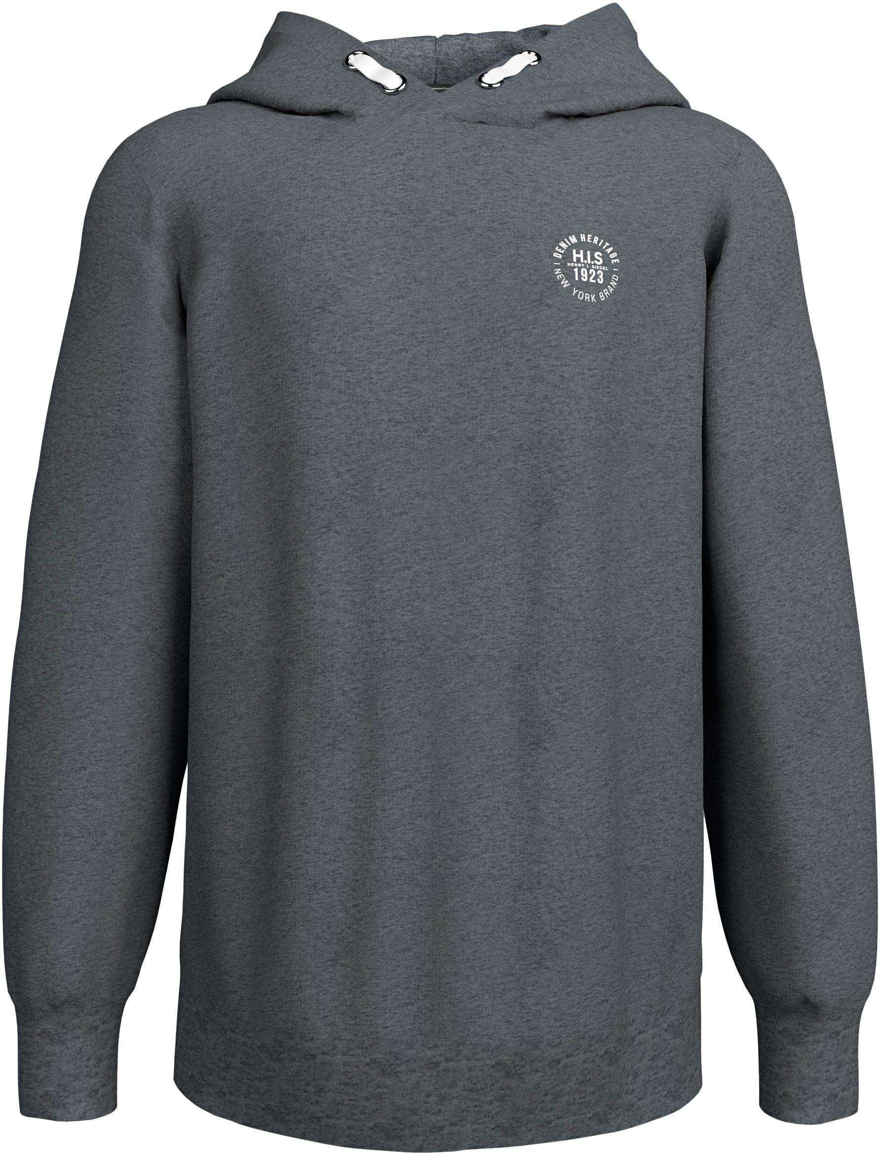 Kapuzensweatshirt Kapuzenhoodie mit Badge in melierter Ware für Jungen