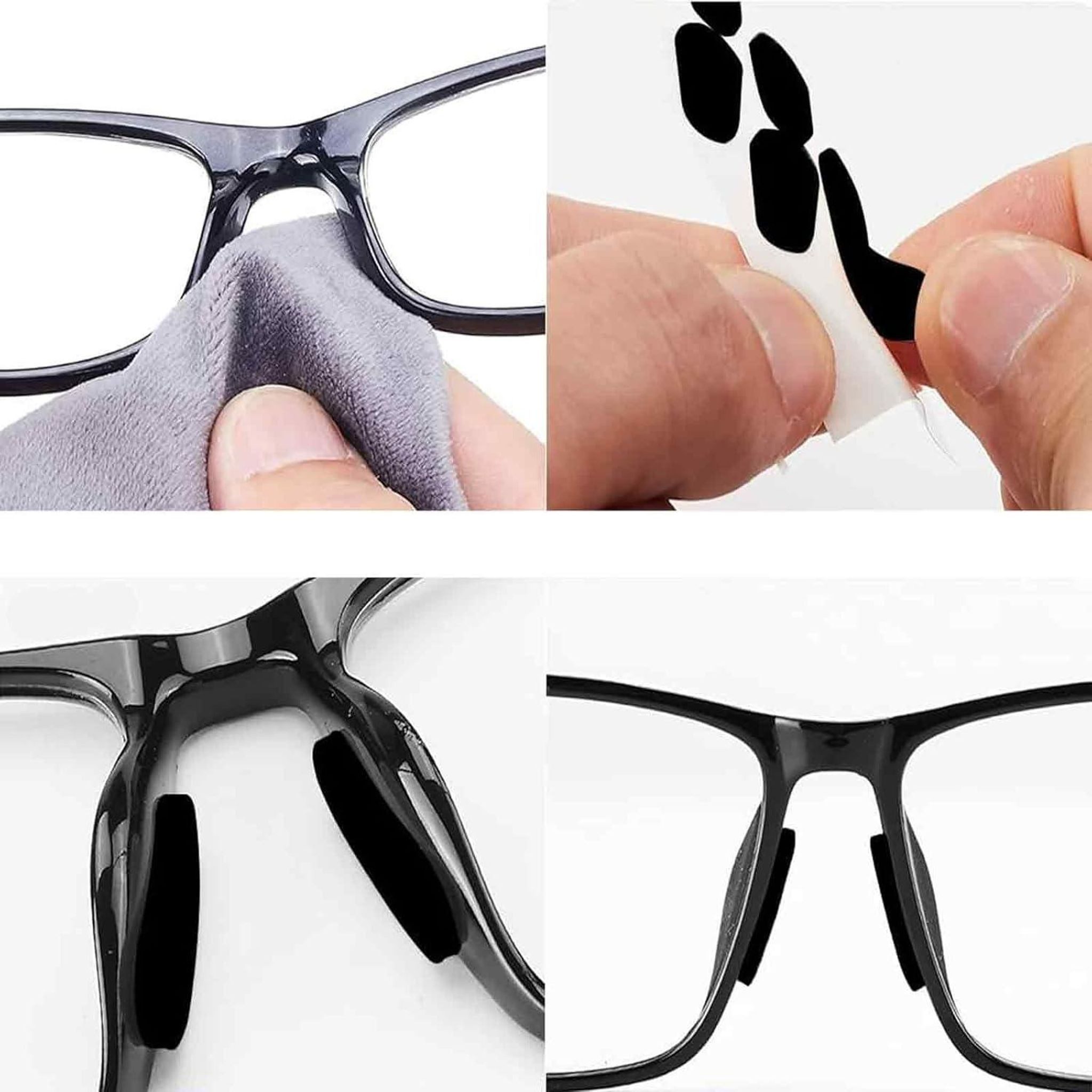 FELIXLEO Brillengestell Silikon Nasenpads Brille 30 Paar 1mm selbstklebend rutschfest Schwarz