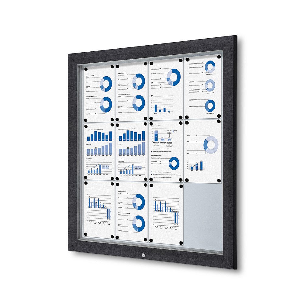 Hängevitrine Showdown Displays Schaukasten Premium für Außen - 12x DIN A4 - Grau