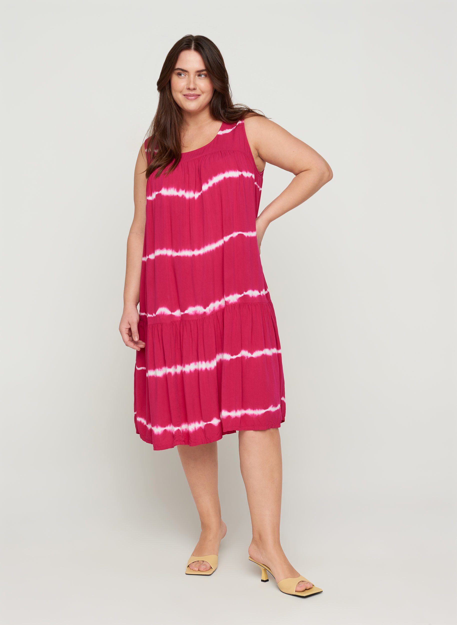 Zizzi Sommerkleid Große Größen Damen Ärmelloses Viskosekleid mit Print