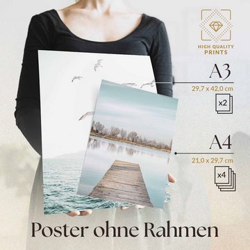 Heimlich Poster »Set als Wohnzimmer Deko, Bilder DINA3 & DINA4, Skandi Meer Strand«, Landschaften