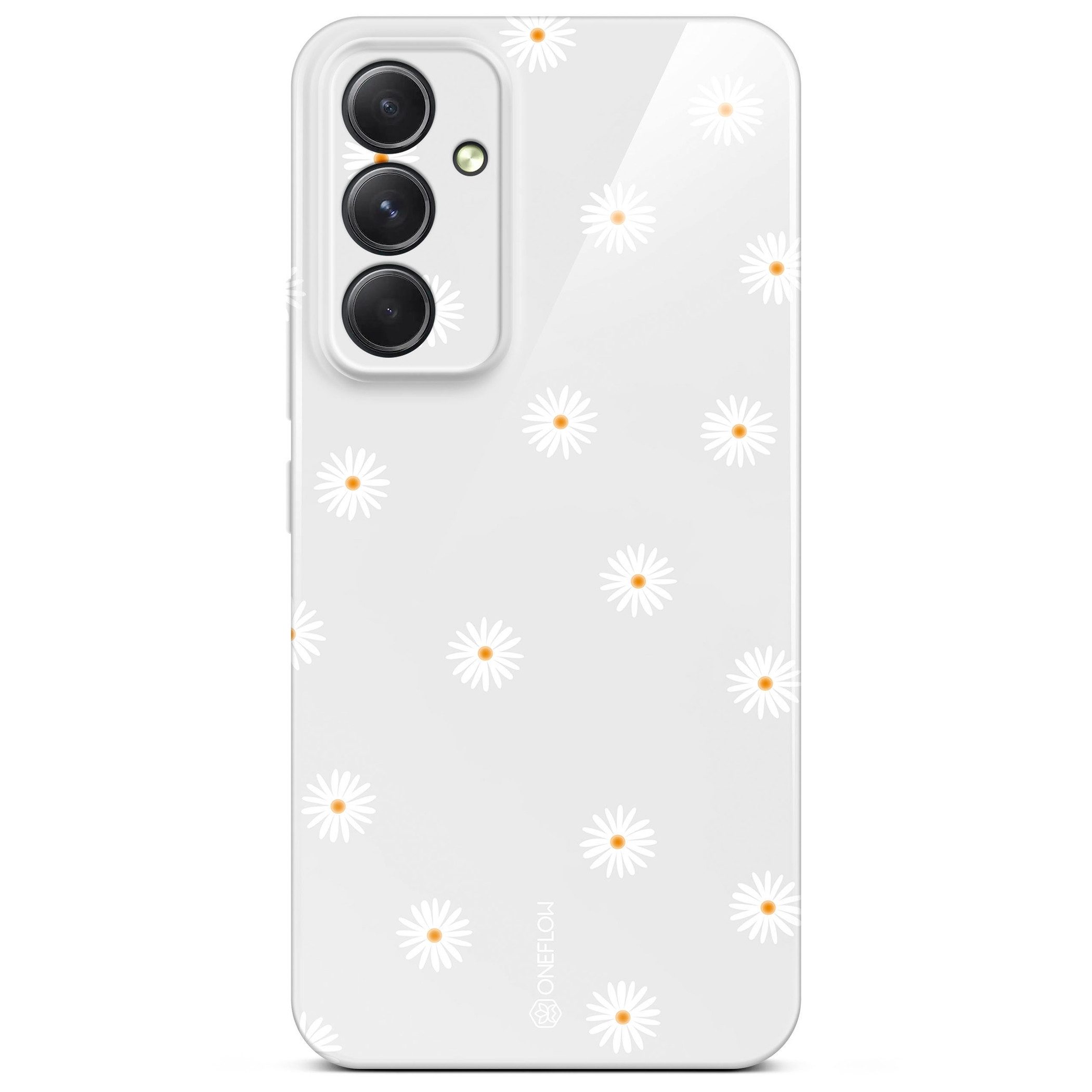 ONEFLOW Handyhülle für Samsung Galaxy A54 5G Splash Cover Gänseblümchen Grau 6,4 Zoll, Hülle mit Design Muster Designer Case Kameraschutz Handy Schutzhülle