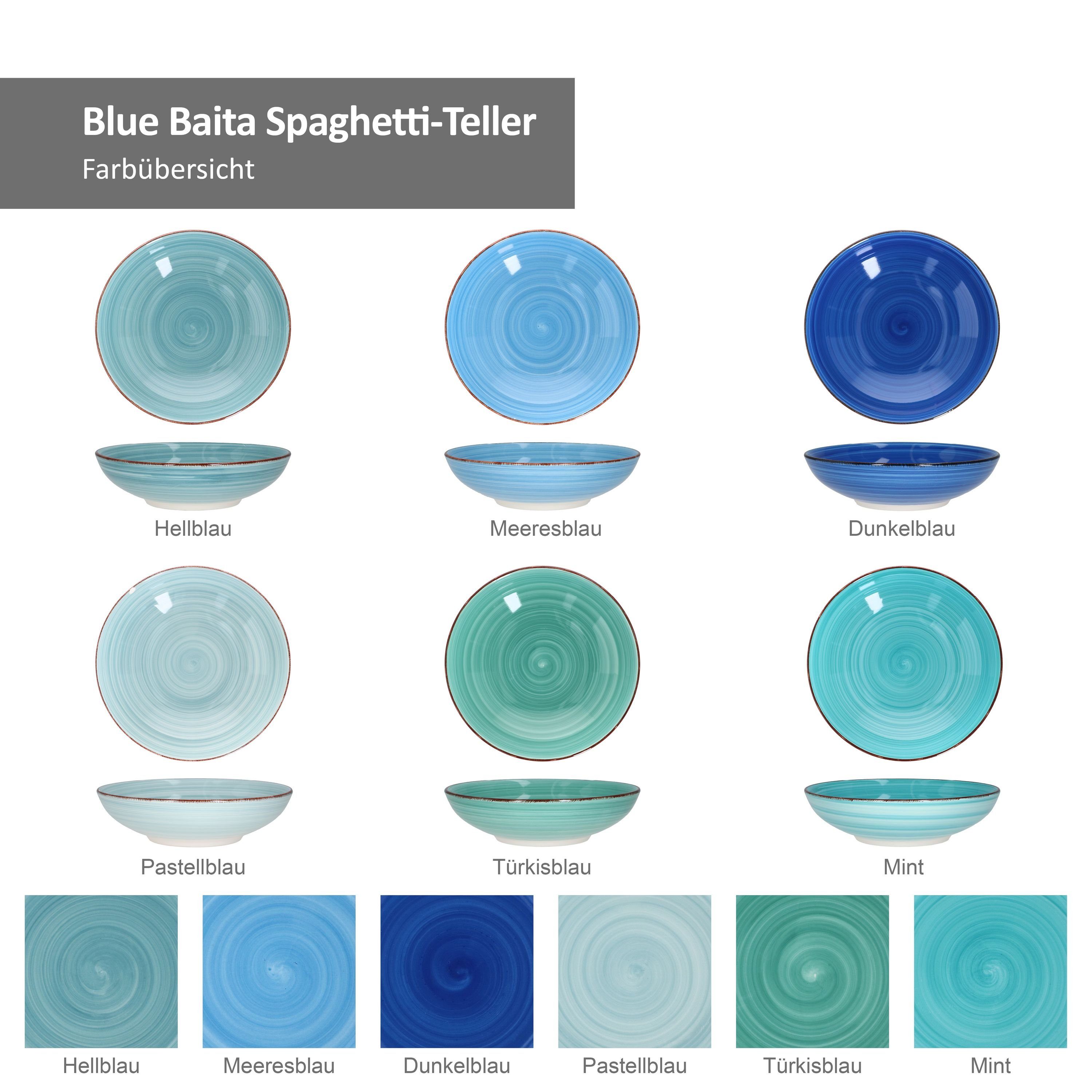MamboCat Blue 24327046 Baita 6er Pastateller 23,5cm Set Spaghetti-Teller -