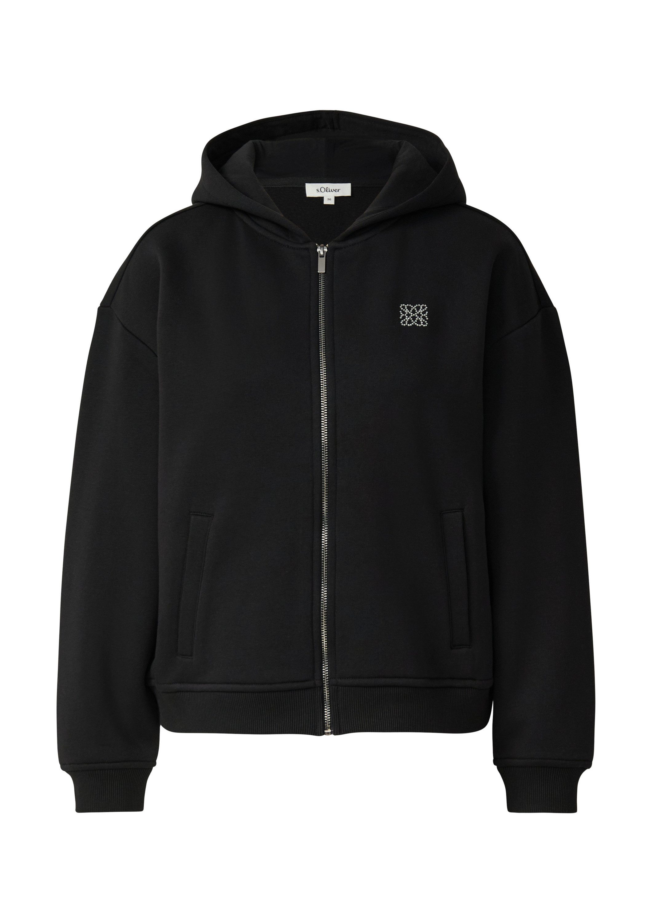 s.Oliver Sweatjacke Sweatshirt Jacke Weiche Sweatjacke mit Schmuckstein-Det günstig online kaufen