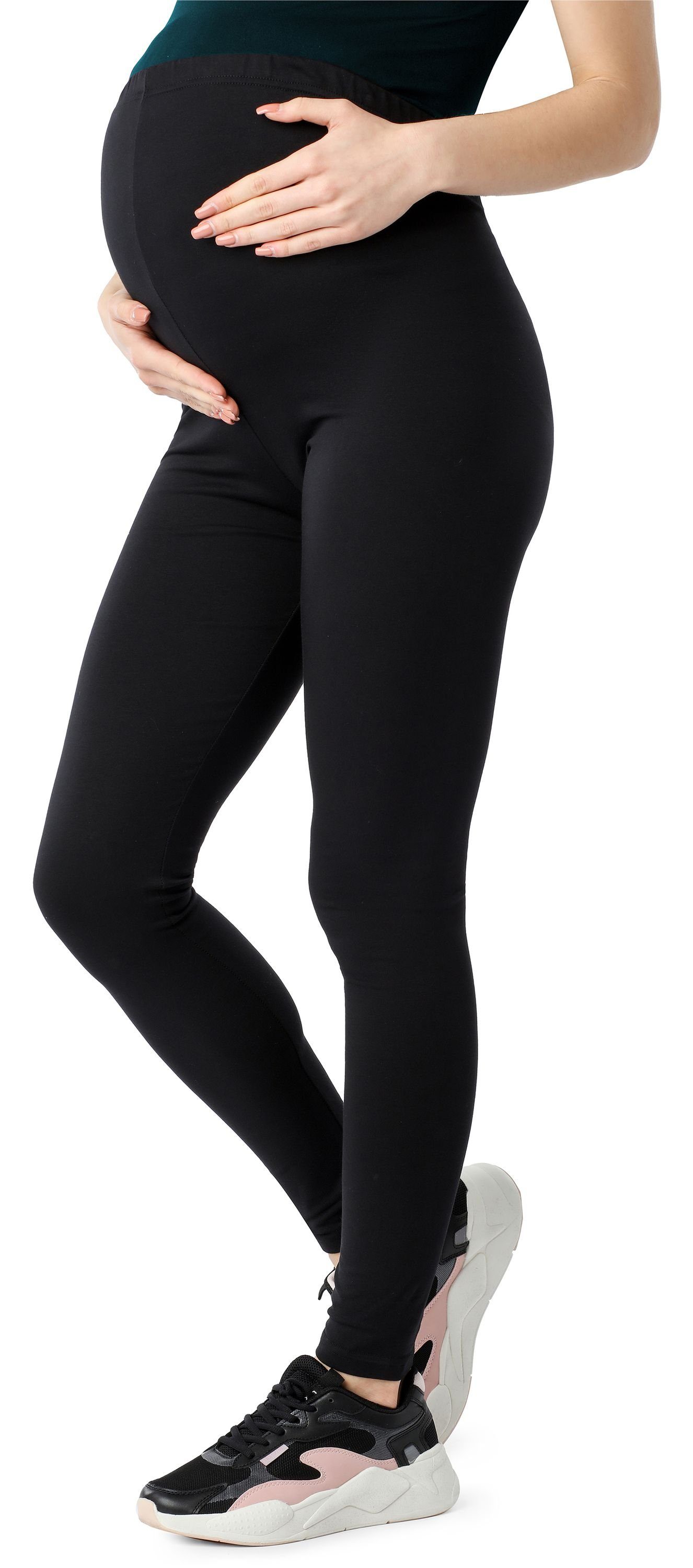 Be Mammy Umstandsleggings Damen Lange Umstandsleggings aus Bio-Baumwolle BE20-283 (1-tlg) elastischer Bund