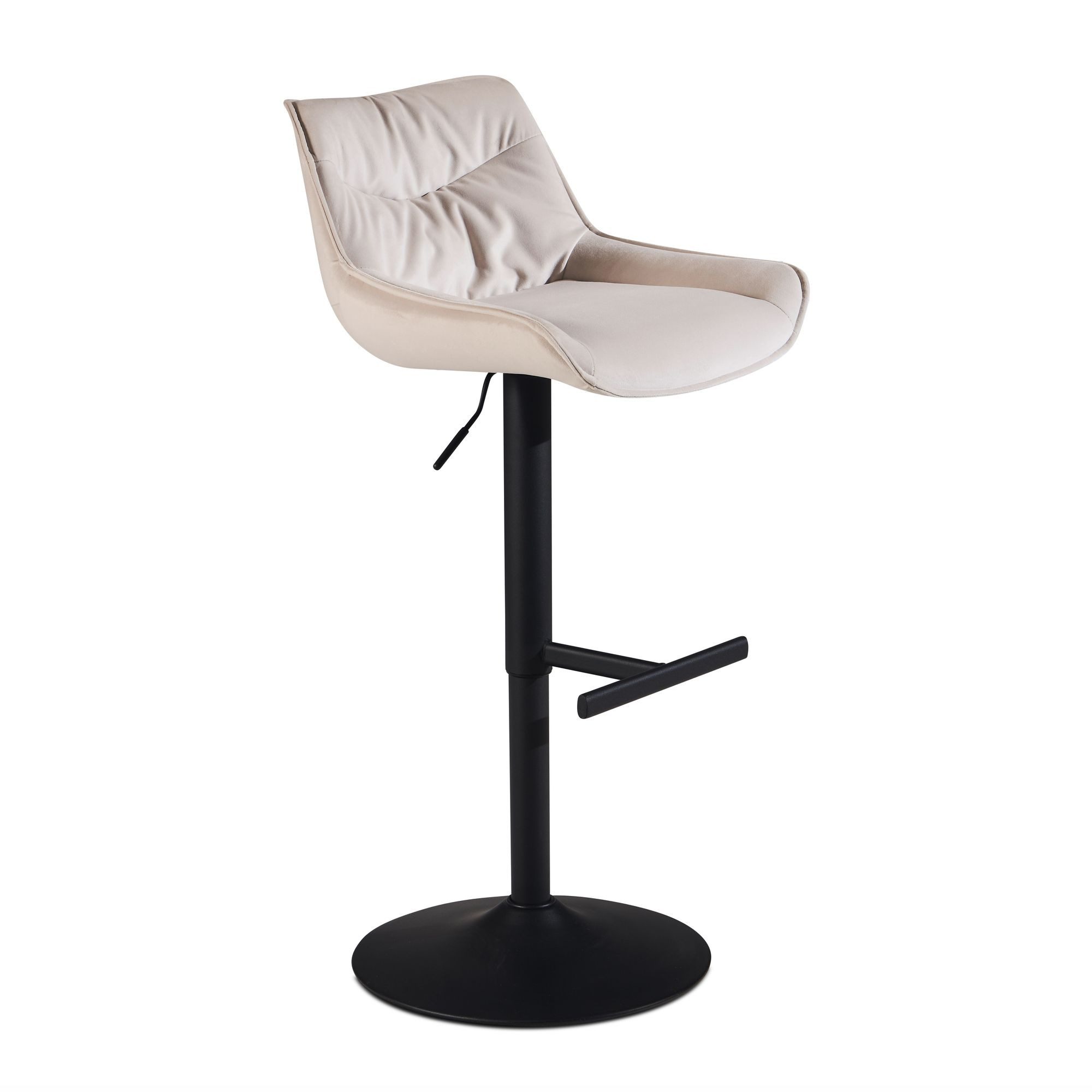 Barhocker Barhocker Samt Beige Hocker mit Lehne 86 - 106 cm, Küchenhocker