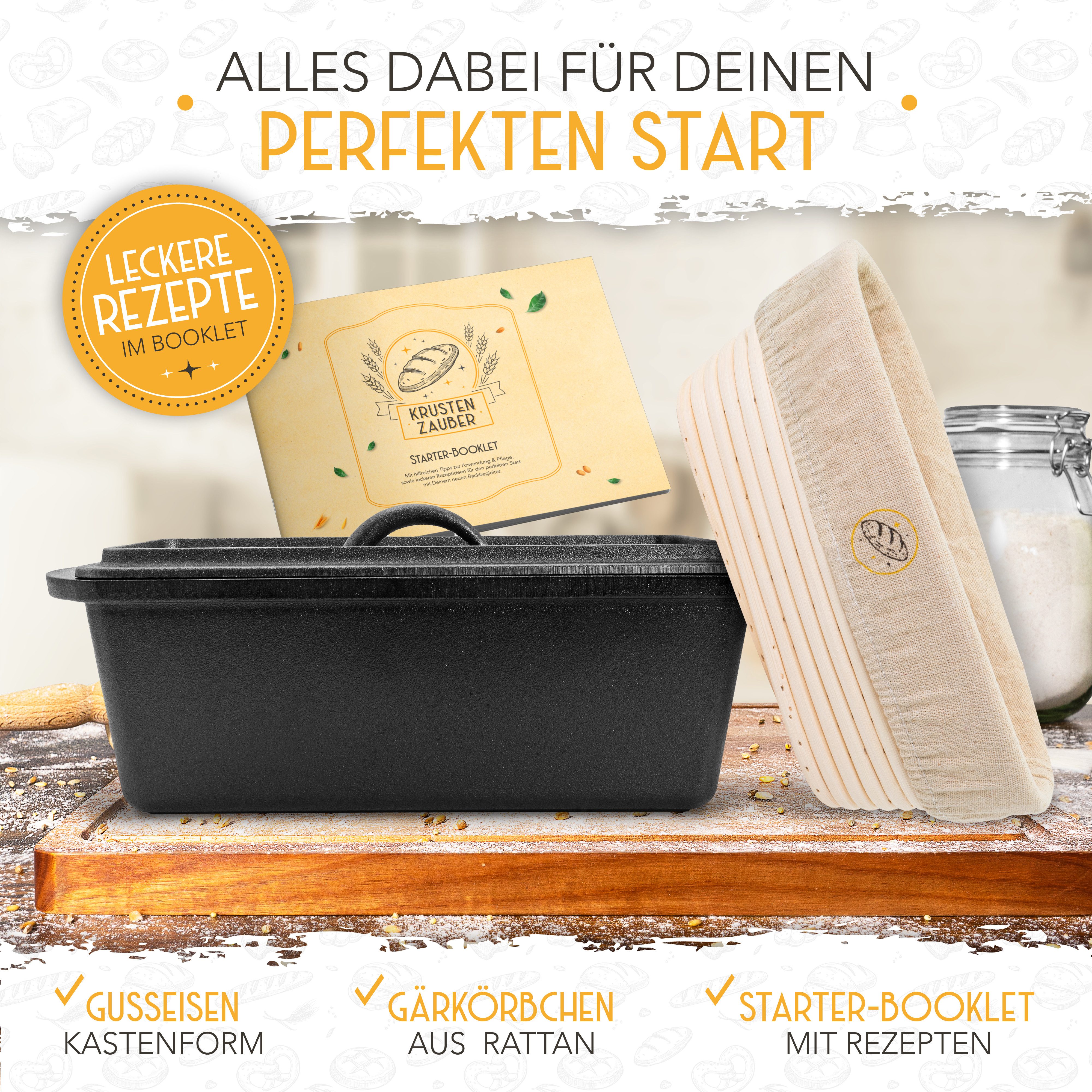 Krustenzauber Brotbackform KRUSTENZAUBER Gusseisen Topf zum Brotbacken & andere Brotbackformen