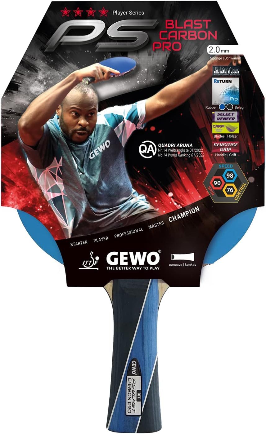 Gewo Tischtennisschläger, PS Blast Carbon Pro 25,8 x 15,5 cm Blau Tischtennisschläger Profi