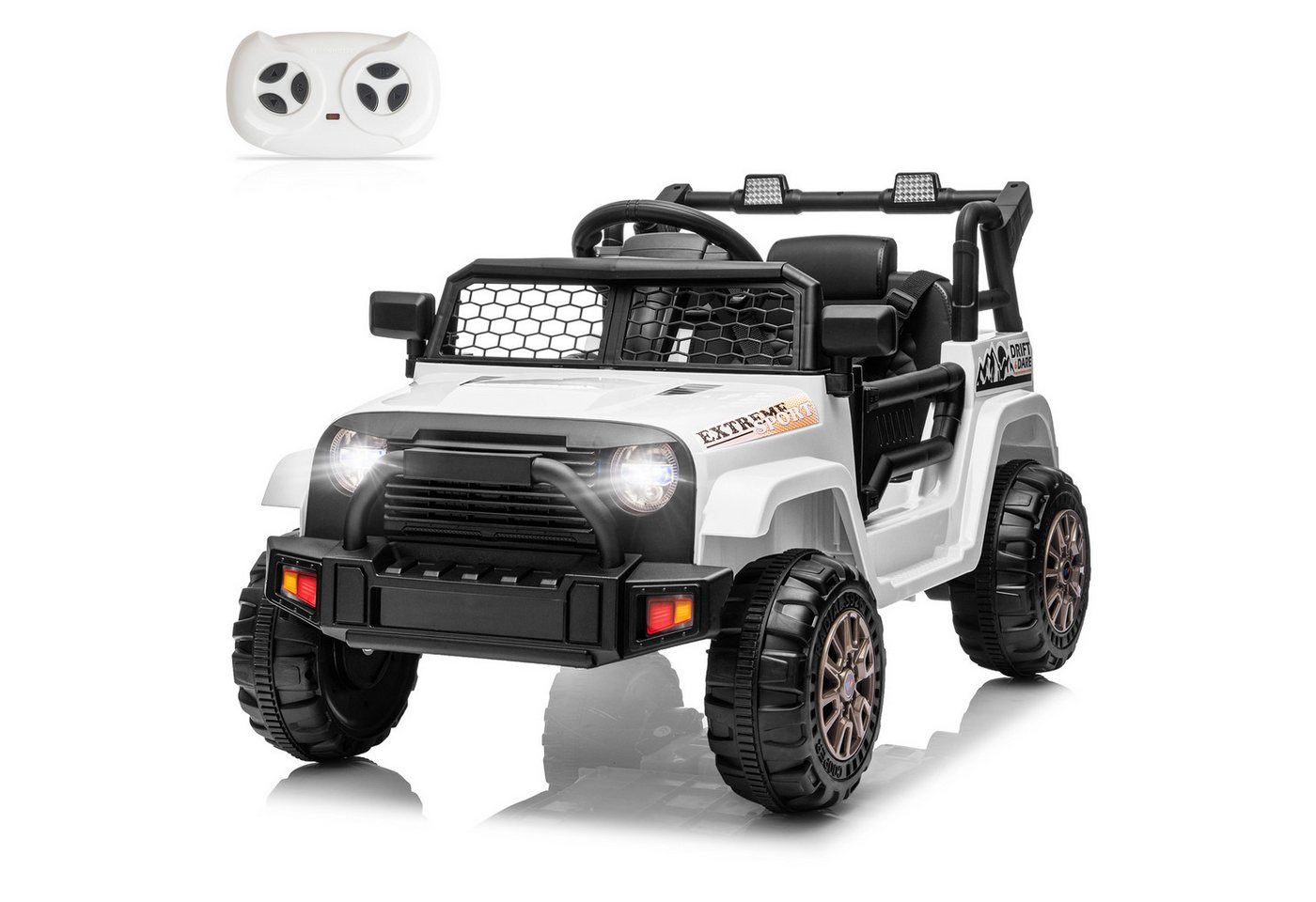 LALAHO Elektro-Kinderauto Elektrischer Aufsitz-Jeep für Kinder, mit Fernbedienung, mit Licht und Musik