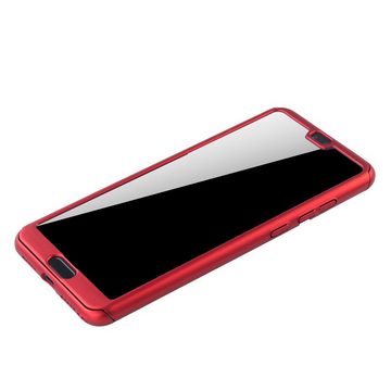 König Design Handyhülle Huawei P20, Huawei P20 Handyhülle 360 Grad Schutz Full Cover Rot