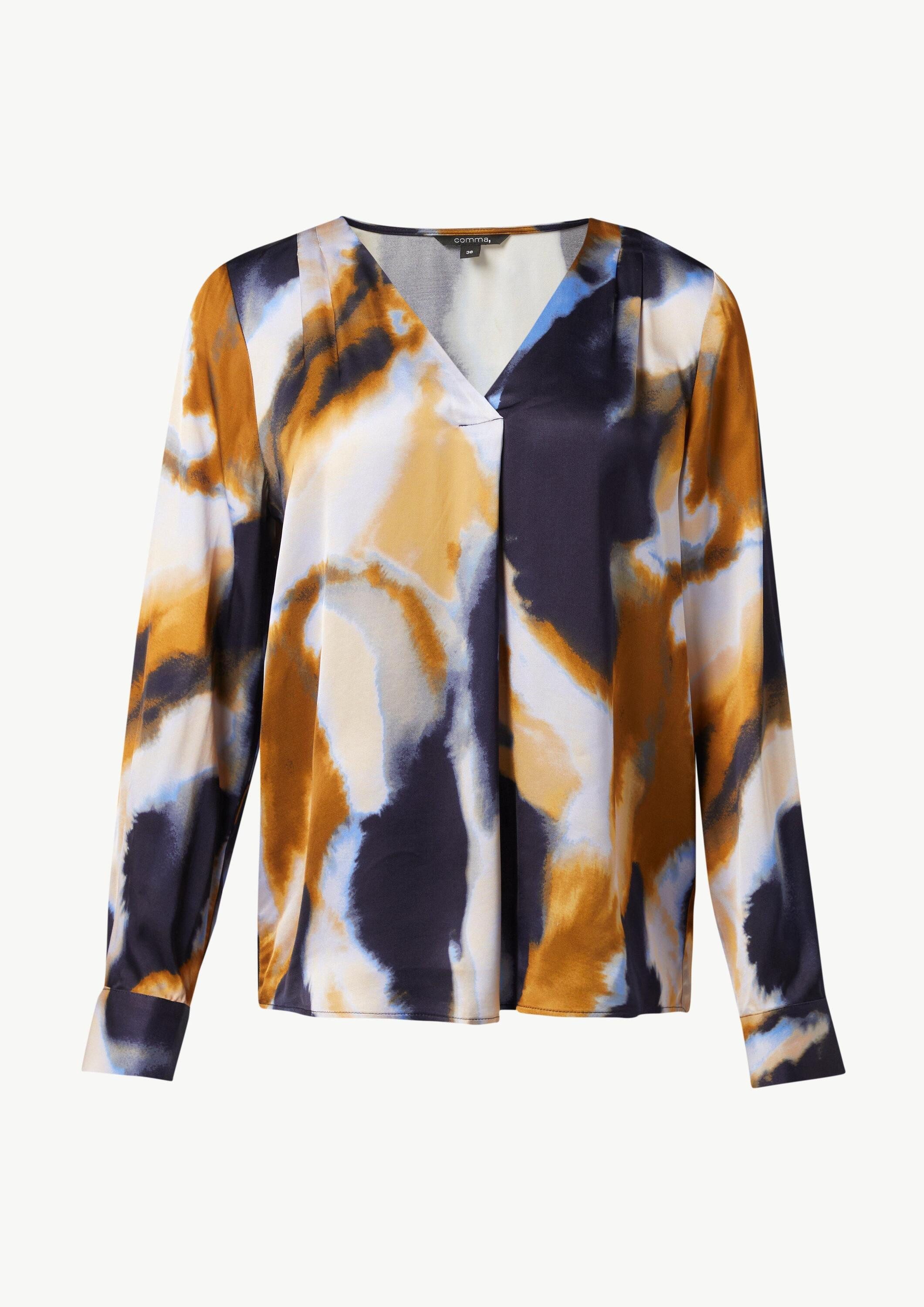 comma Langarmbluse Bluse Satinbluse aus reiner Viskose