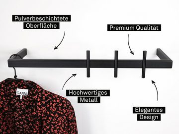 kommod Wandgarderobe QWEER, Hängegarderobe, Garderobenhaken – 10 x 60 x 20 cm – Metall schwarz