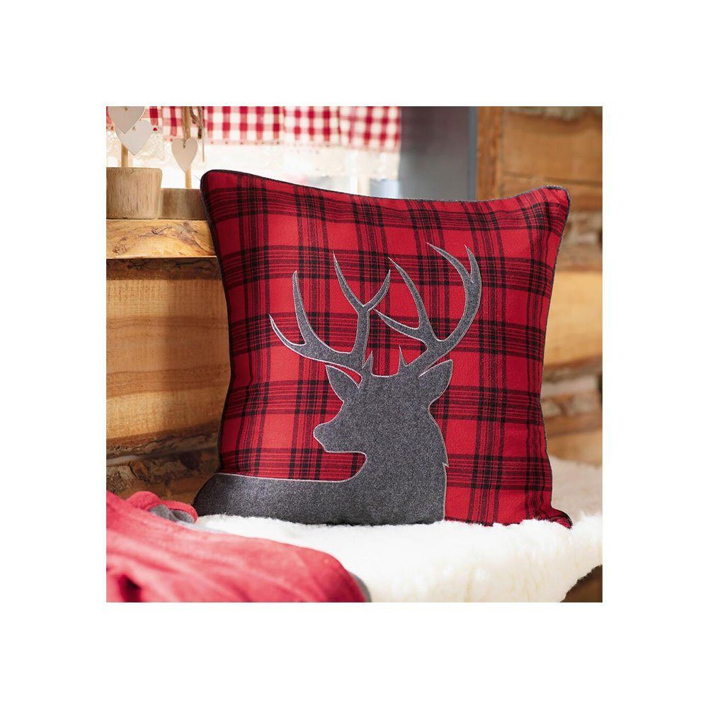 Home-trends24.de Kissenhülle Kissenhülle Hirsch kariert Bezug Deko Schotten günstig online kaufen