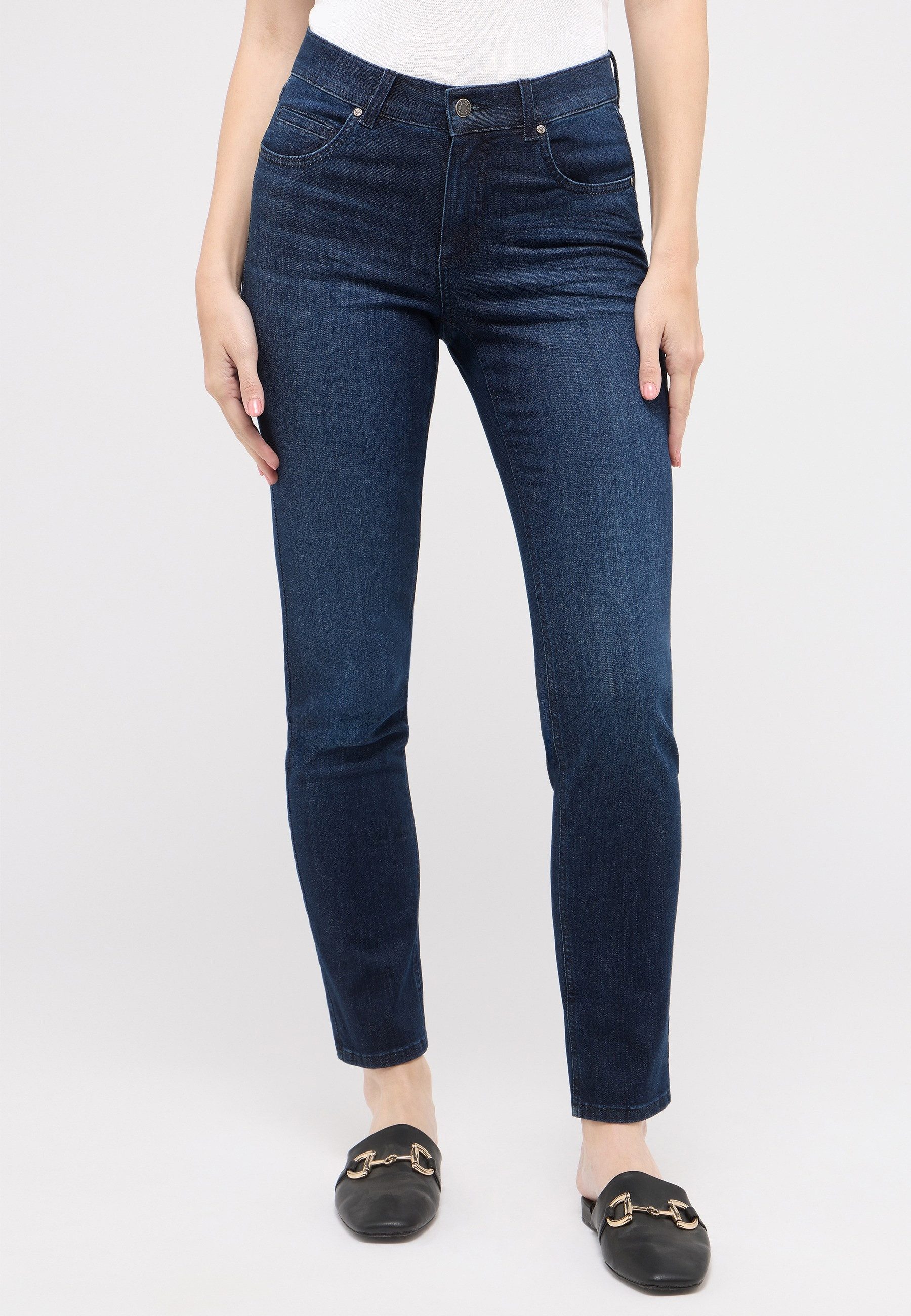 ANGELS Bequeme Jeans Cici Slim Fit Jeans – Jeans mit authentischem Used-Look