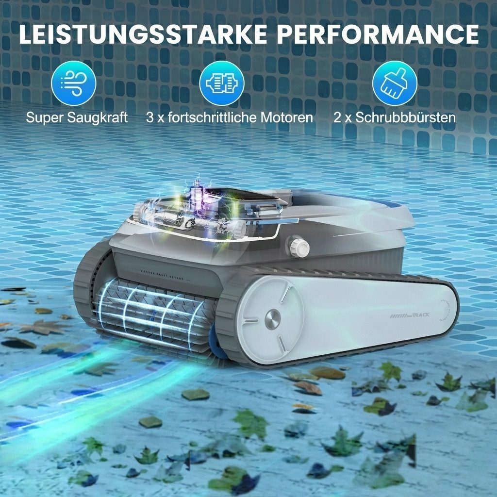 AIRROBO Poolroboter PC10 Akku-Pool-Staubsaugerroboter für Boden und Wand 120 Minuten Akku, Poolroboter wand und boden, Intelligenter Navigation, bis 170m² Pools