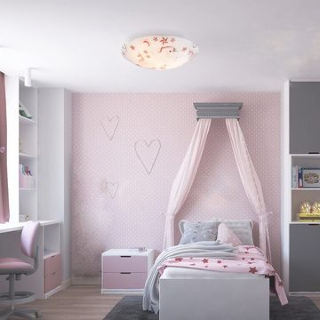 bmf-versand Deckenleuchte Deckenleuchte E27 Kinderzimmer Kinderlampe Einhorn Junge Mädchen mit, Pflegetuch, ohne Leuchtmittel, Lichtfarbe ist abhängig vom Leuchtmittel, Deckenlampe, Kinderlampe, Kinderleuchte, Tiermotiv, Fabelwesen, Sterne