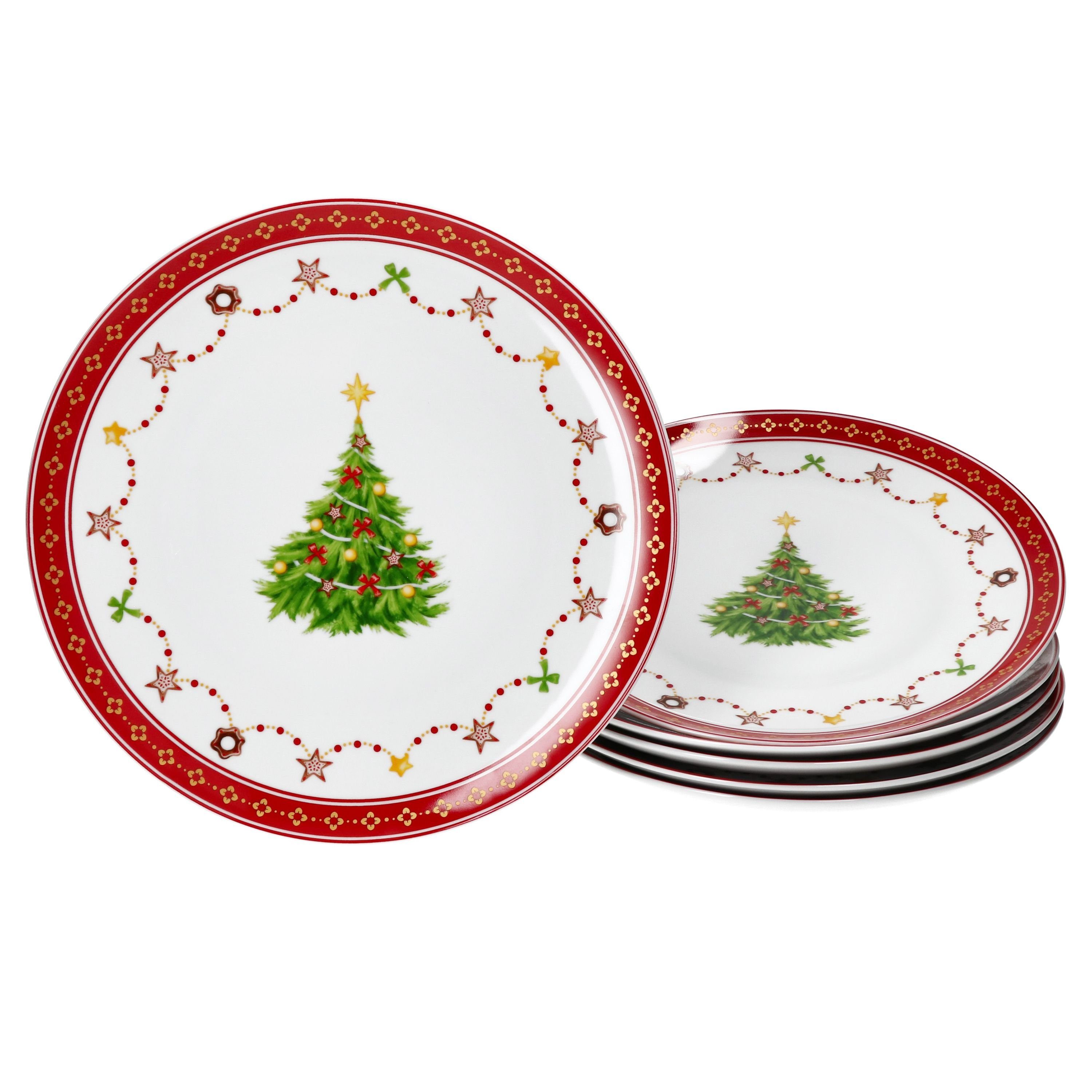 MamboCat Тарілка для сніданку 6x Weihnachtstraum Kuchenteller Porzellan Dessert-Teller Weihnachten