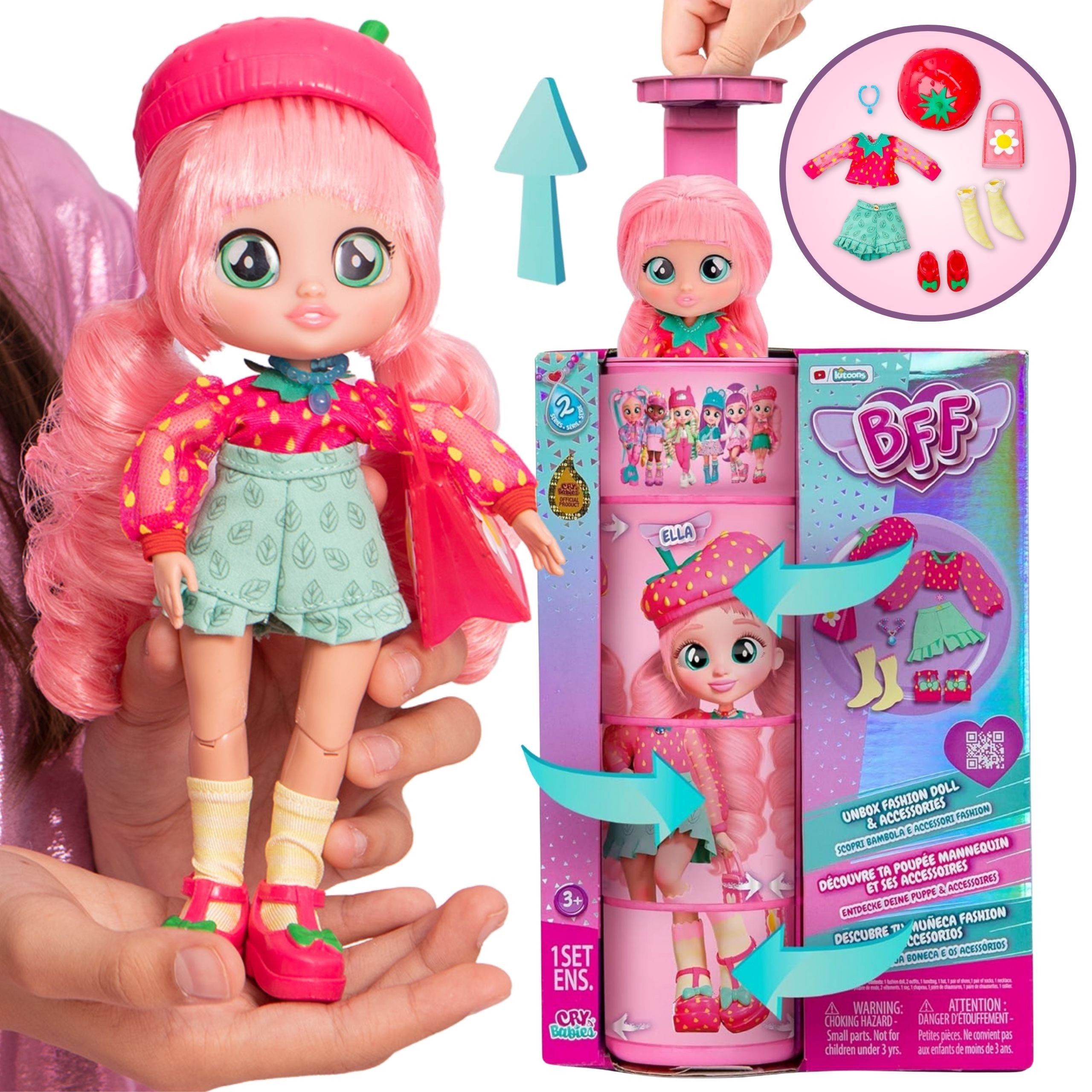 Sarcia.eu Anziehpuppe Cry Babies BFF Ella Modepuppe 20 cm, Jugendliche mit Zubehör