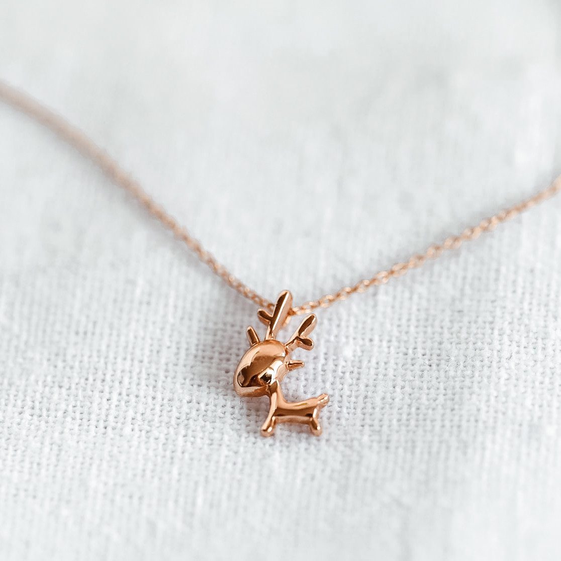 Runde Perlé Silberkette Kette mit Rentier Anhänger, Hirsch Anhänger, 925er günstig online kaufen